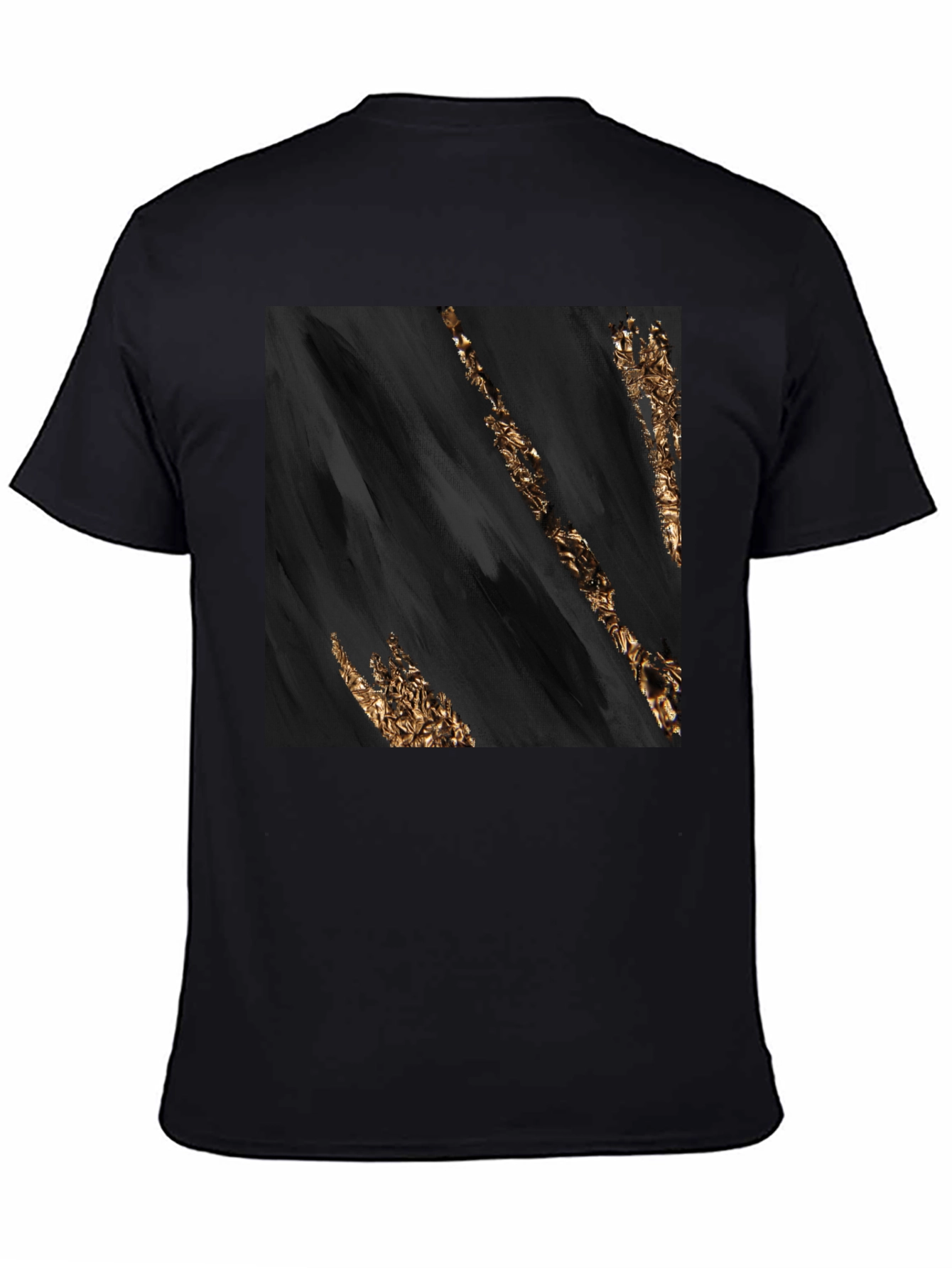 Abstract Gold Streak Black T-Shirt