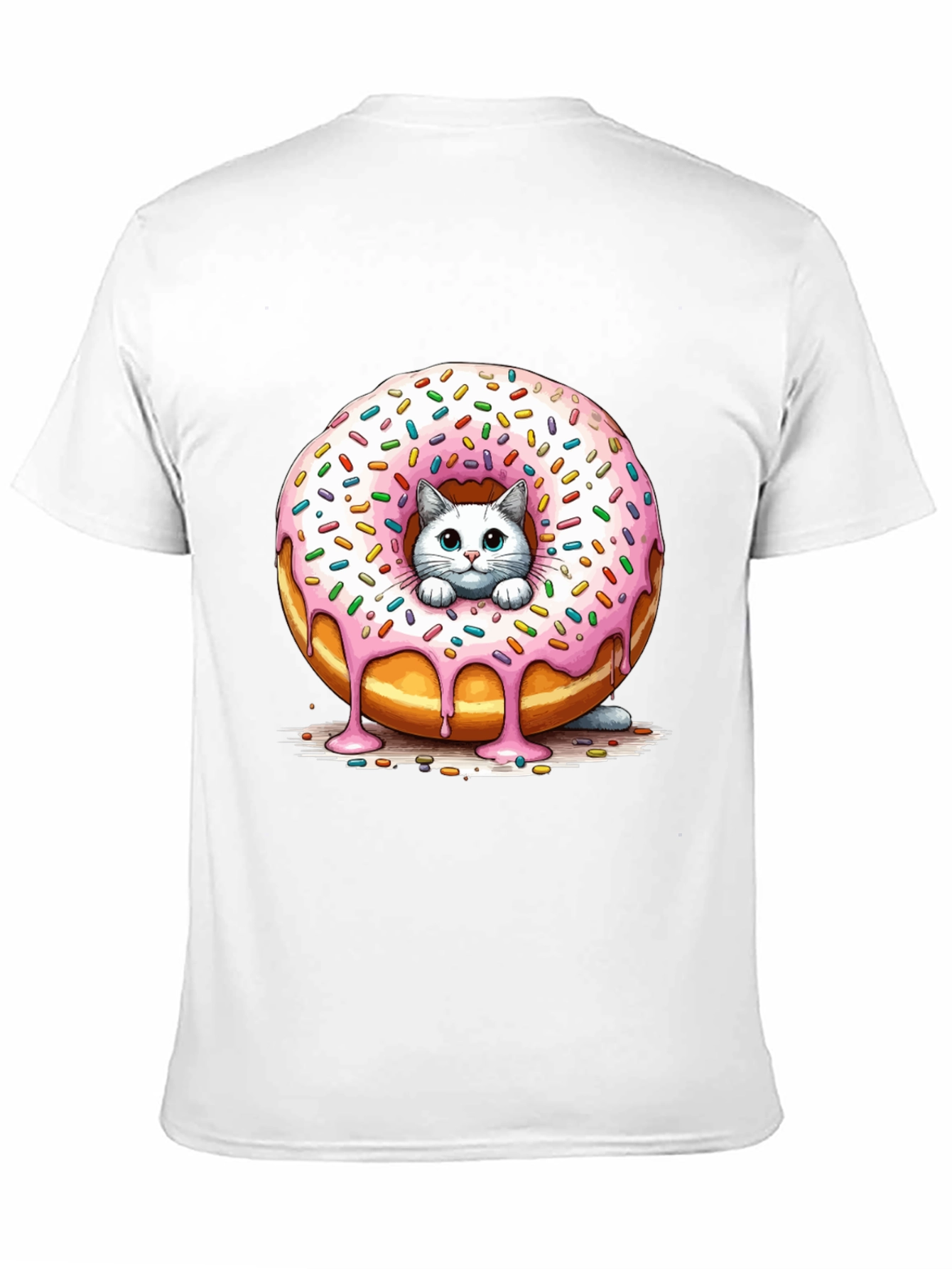 Cute Cat Donut T-Shirt - Unisex Black Tee