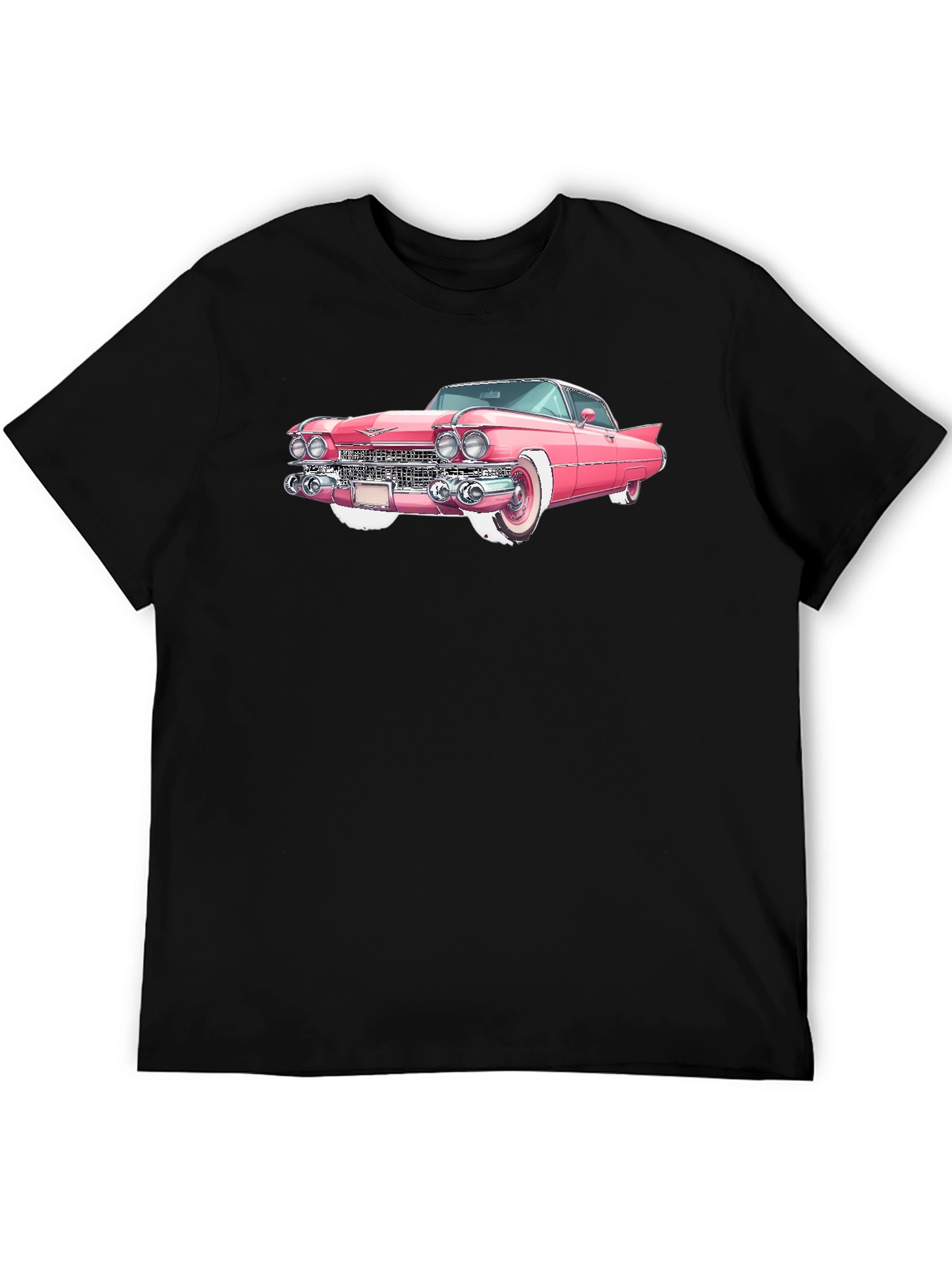 Pink Classic Car Graphic T-Shirt