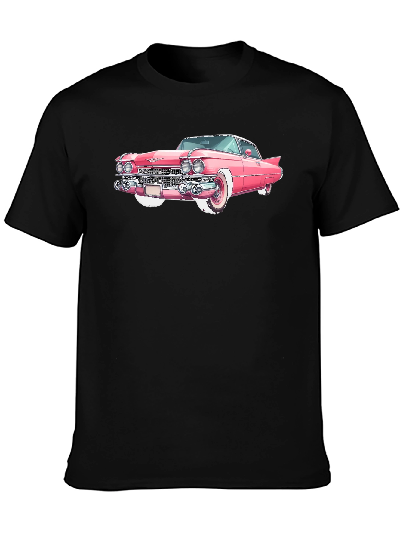 Pink Classic Car Graphic T-Shirt