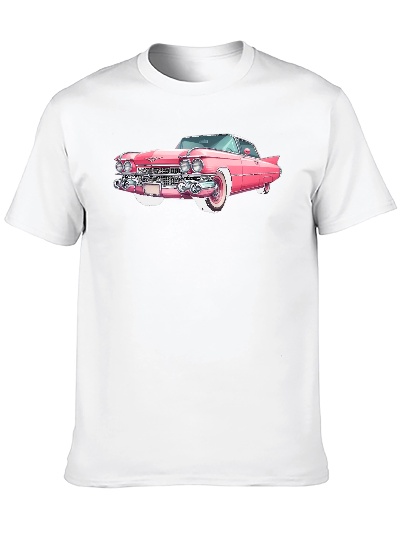 Pink Classic Car Graphic T-Shirt