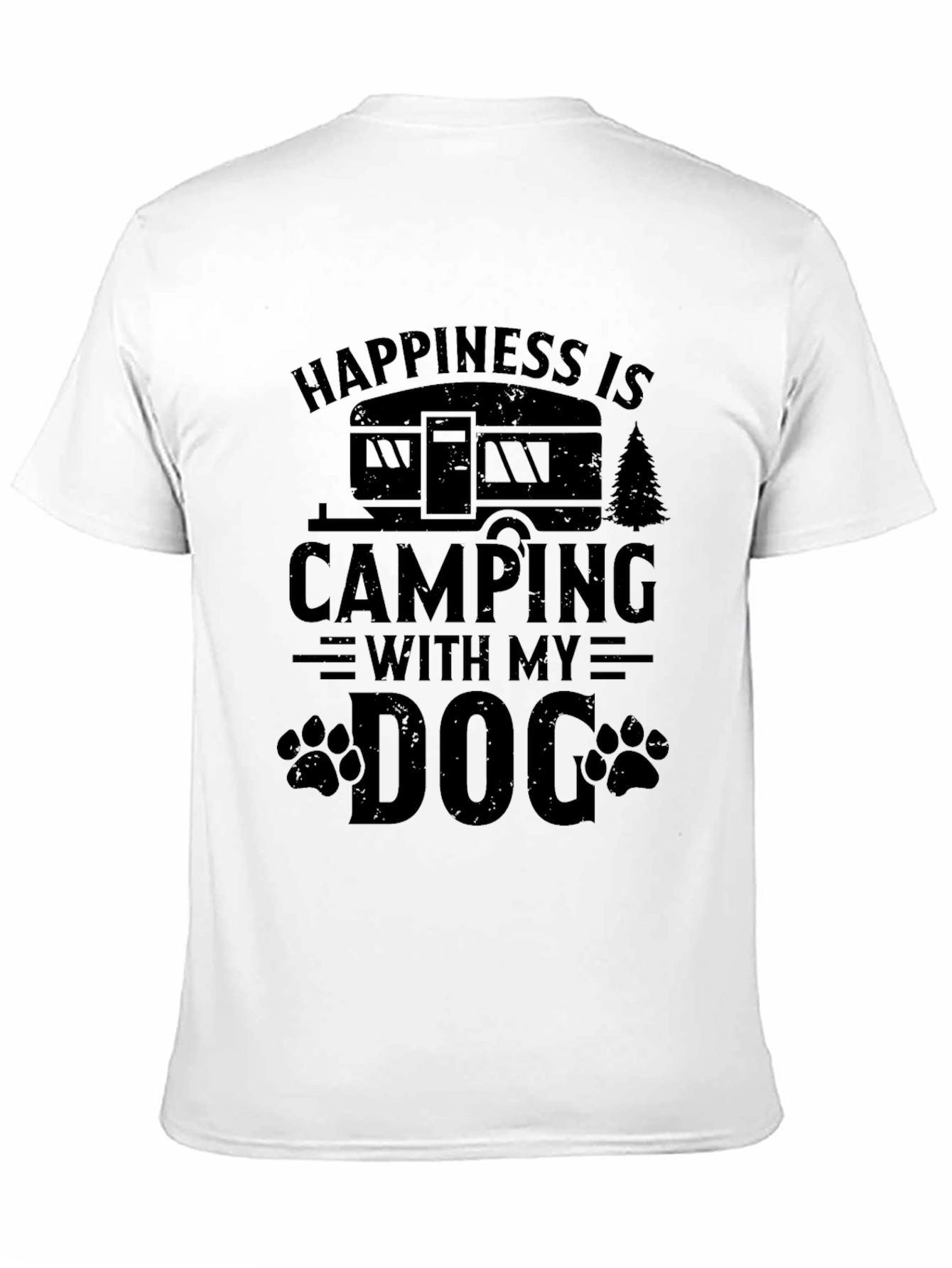 Happiness is Camping with My Dog Black T-Shirt