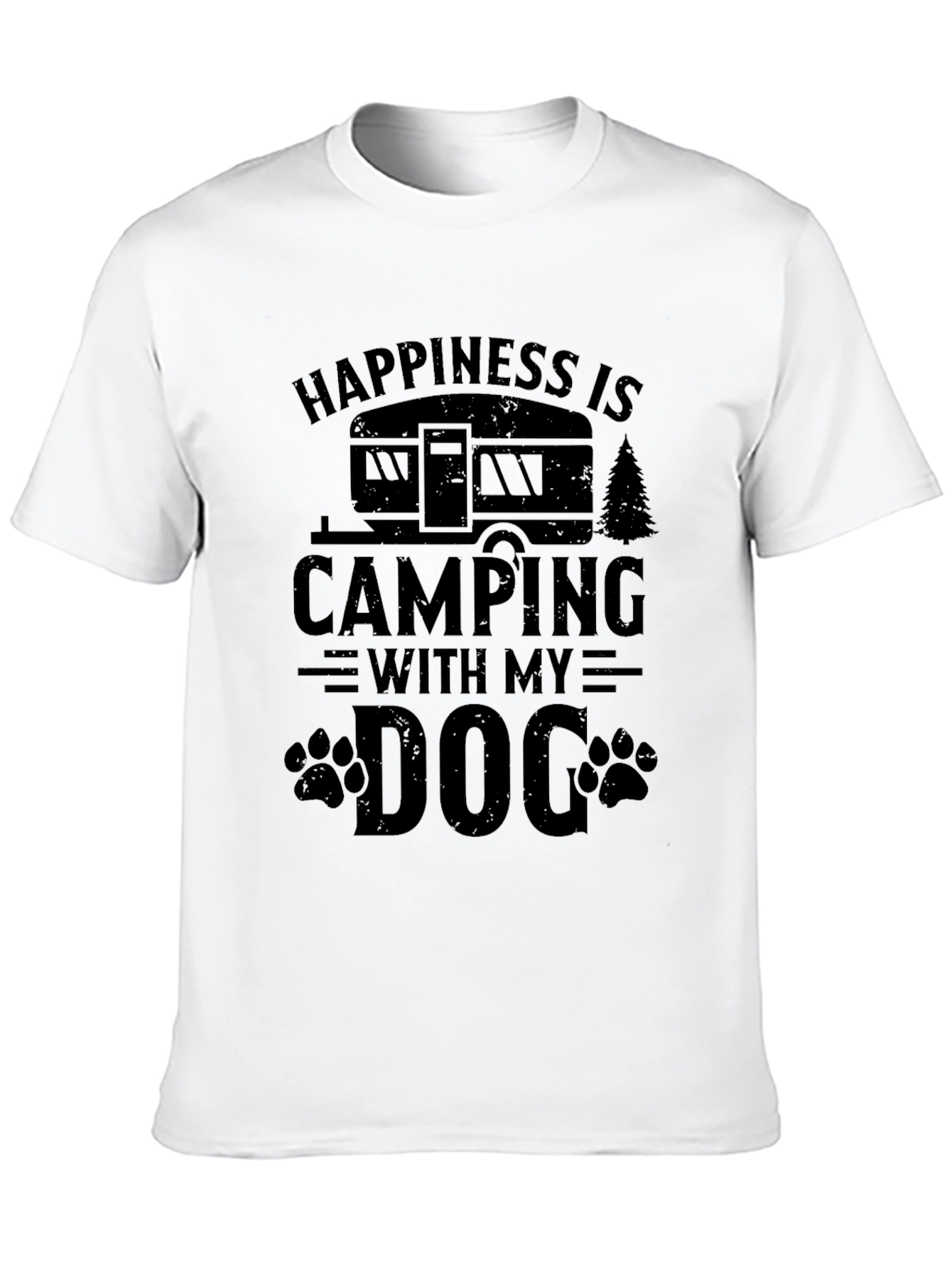 Happiness is Camping with My Dog Black T-Shirt