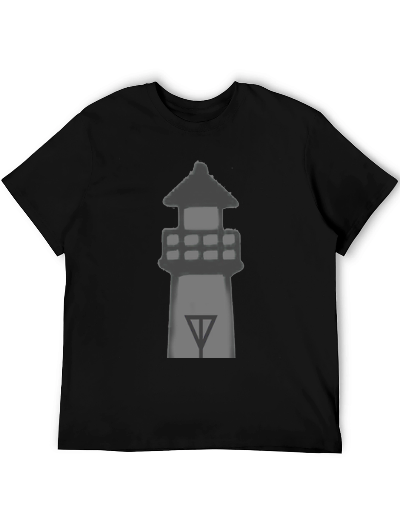 Mens Black Lighthouse Graphic Tee