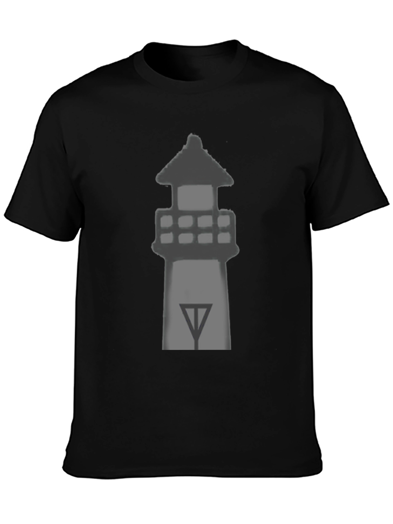 Mens Black Lighthouse Graphic Tee