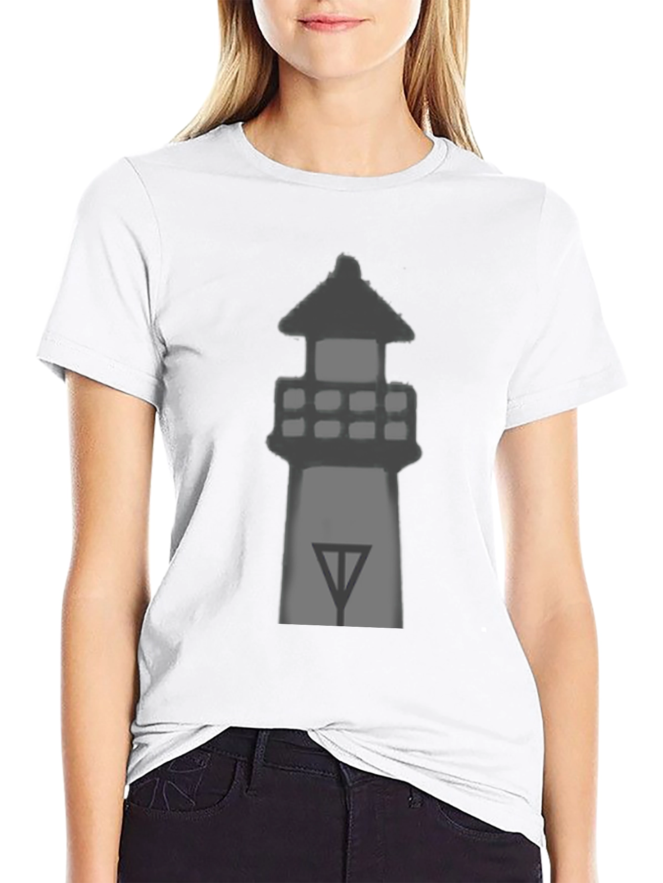 Mens Black Lighthouse Graphic Tee