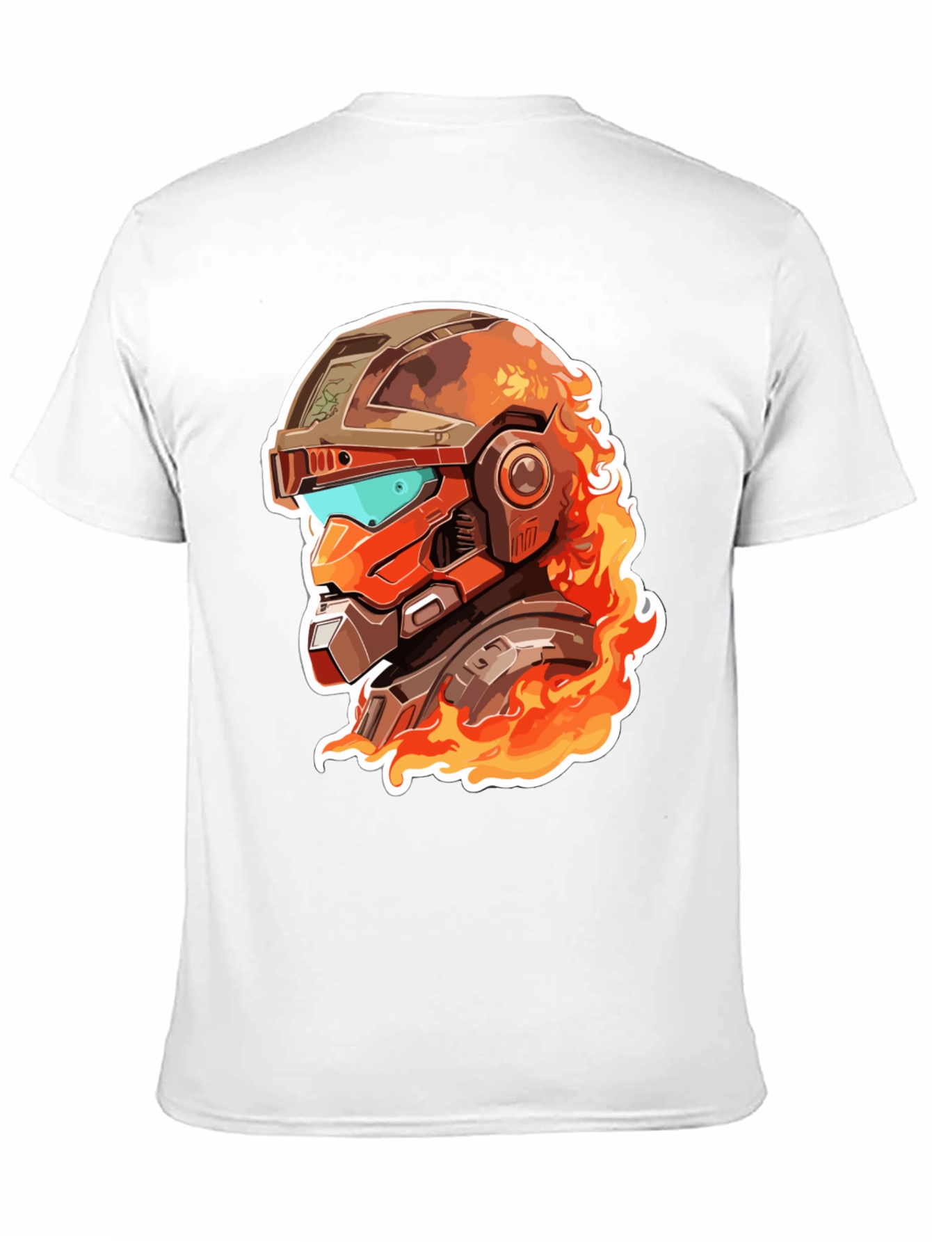 Fiery Robot Helmet Graphic Tee