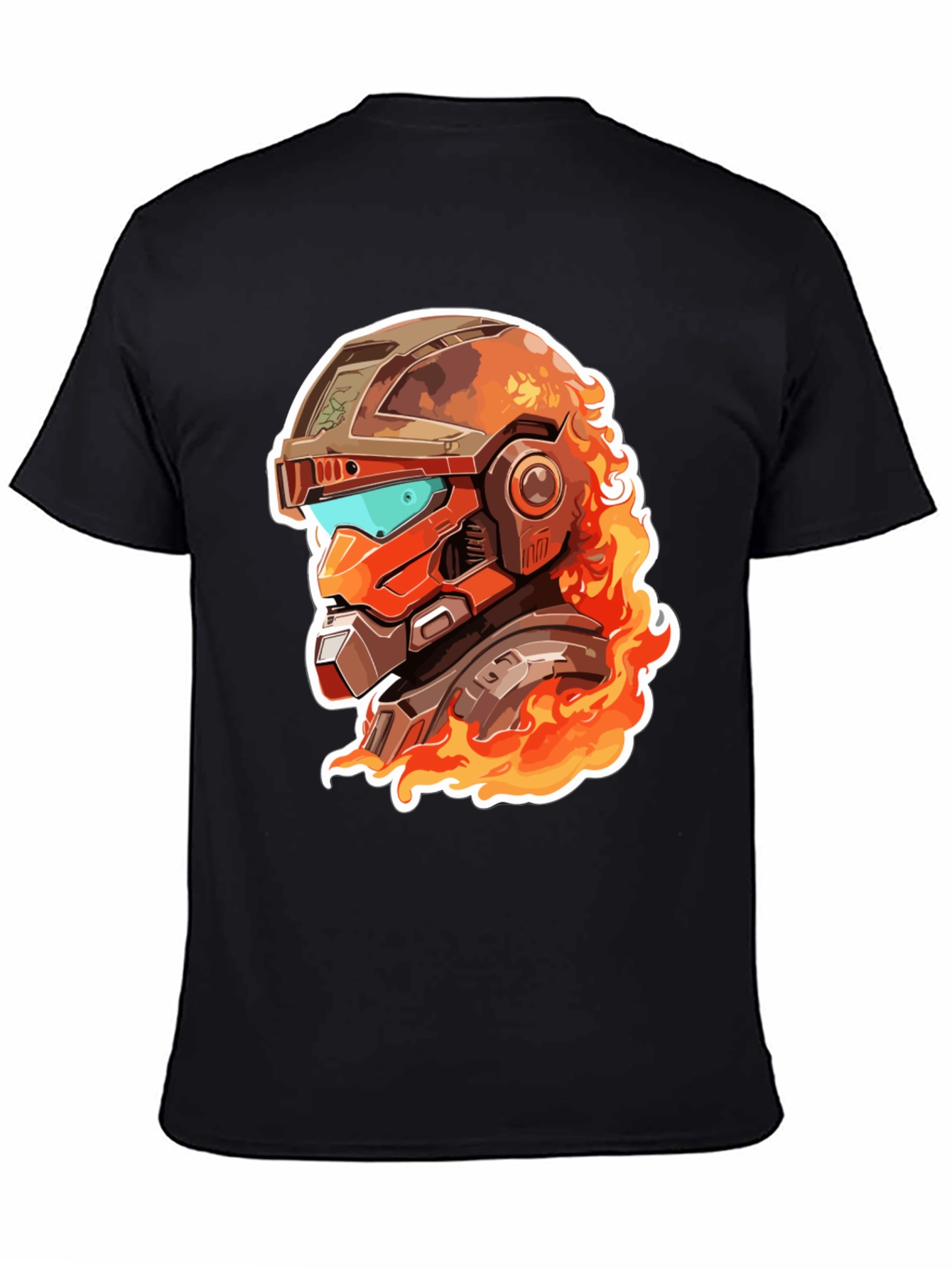 Fiery Robot Helmet Graphic Tee