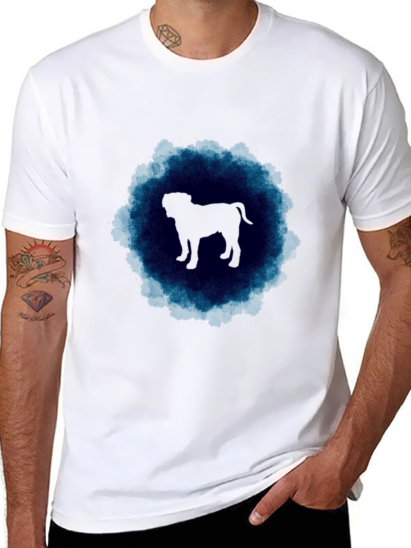 Dog Silhouette Graphic Tee - Mens Black T-Shirt
