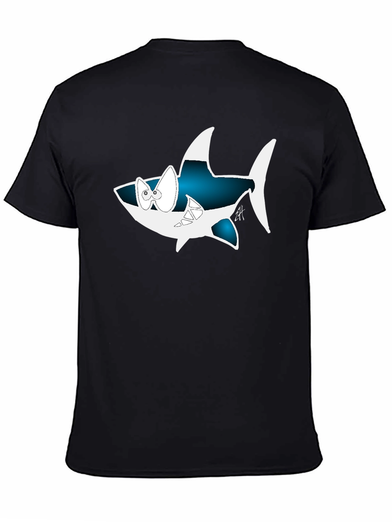 Cartoon Shark Graphic Tee - Cool Black Shirt