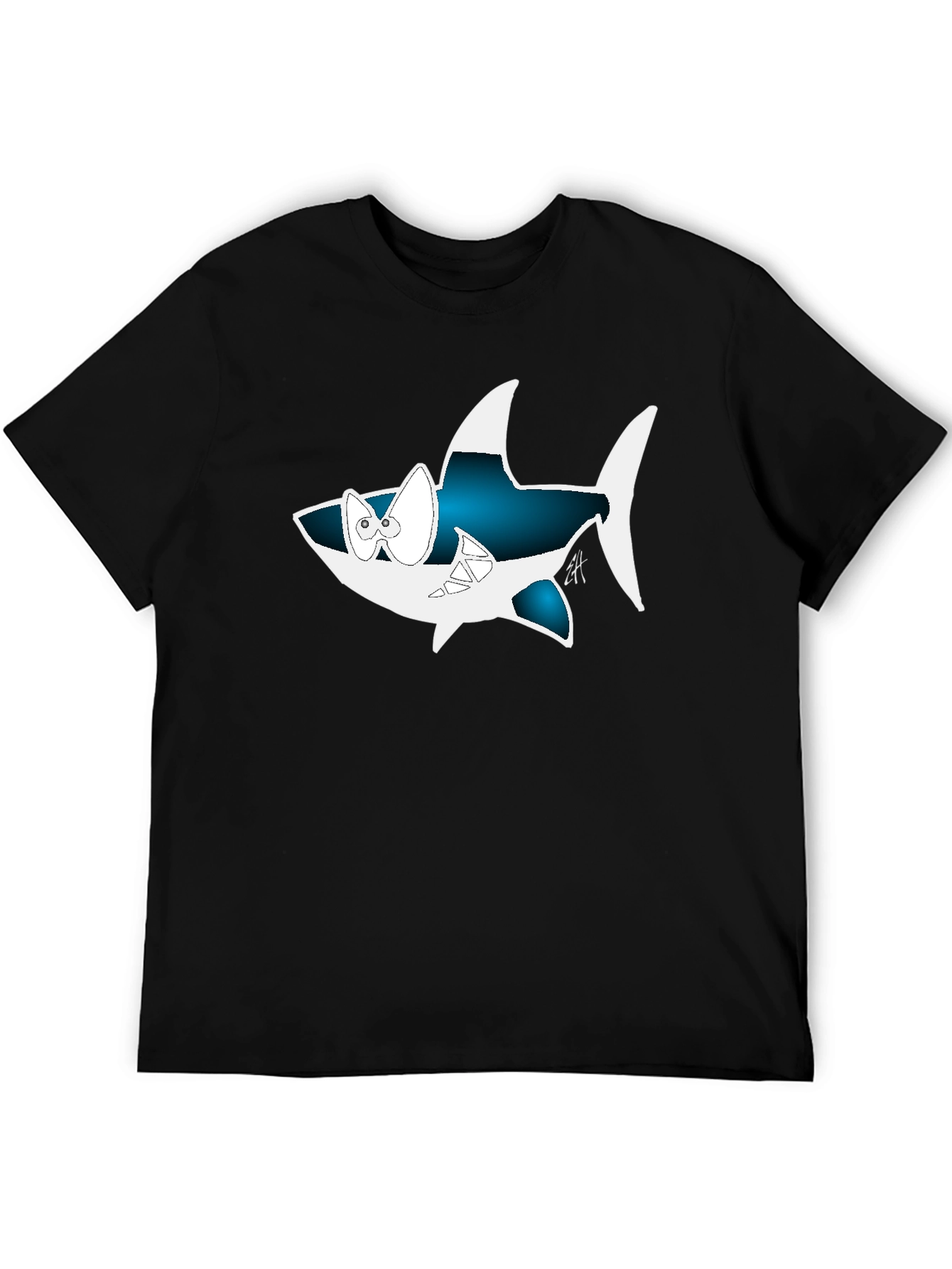 Cartoon Shark Graphic Tee - Cool Black Shirt
