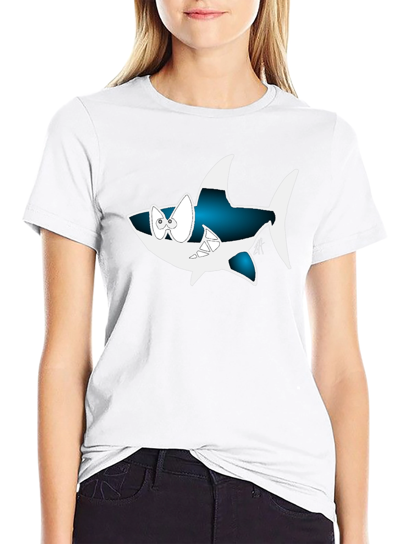 Cartoon Shark Graphic Tee - Cool Black Shirt