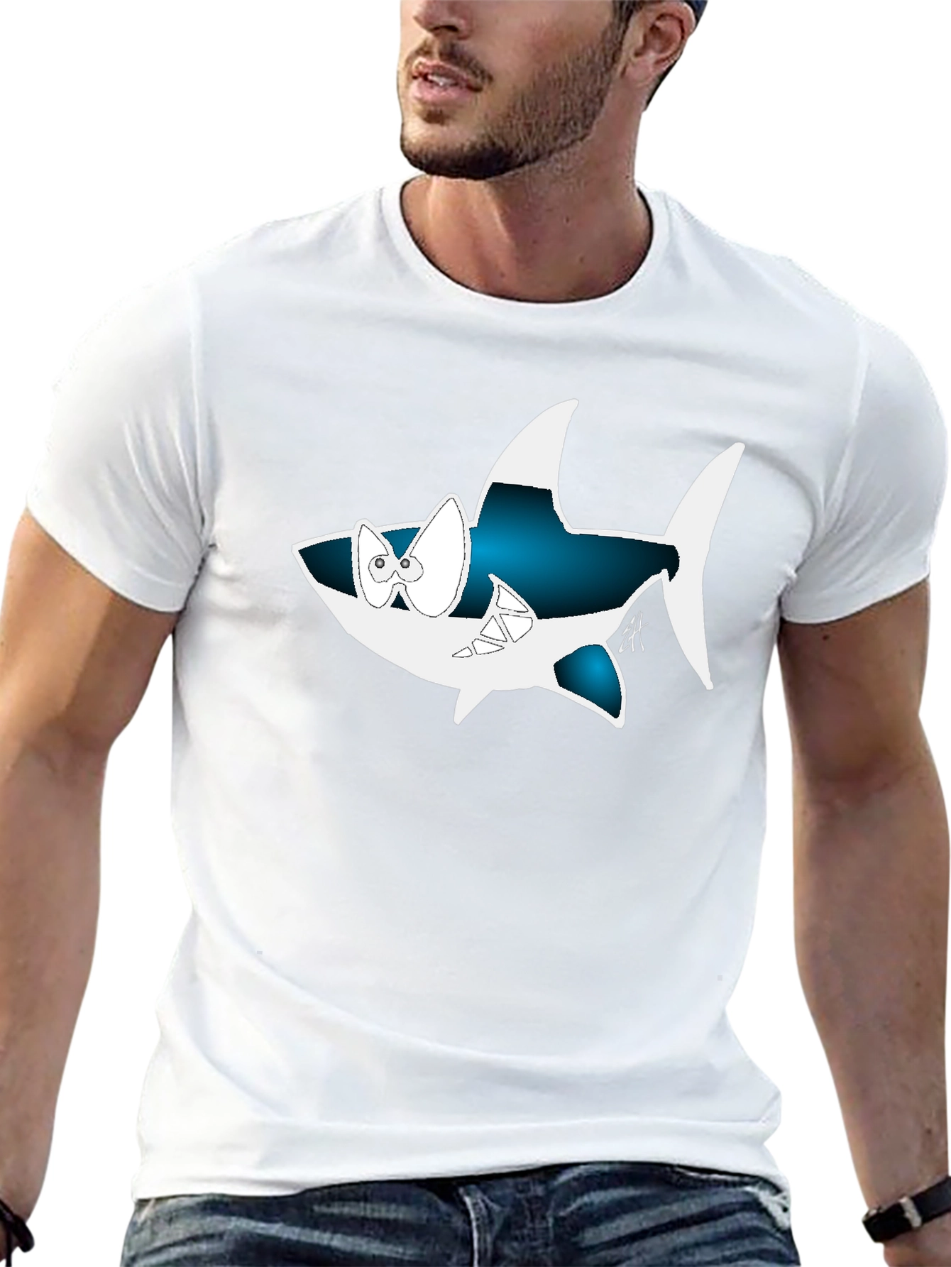 Cartoon Shark Graphic Tee - Cool Black Shirt