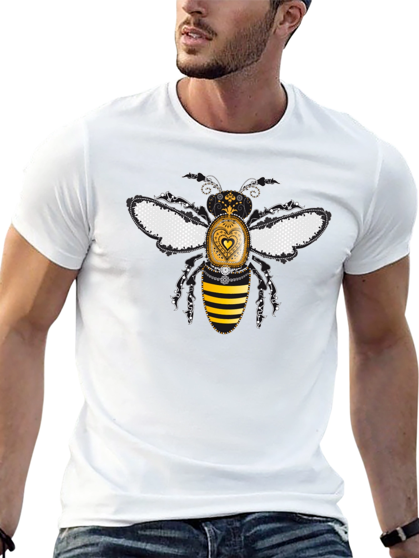 Decorative Bee Graphic T-Shirt