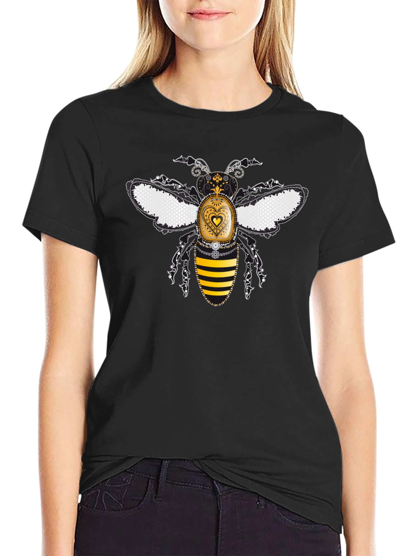 Decorative Bee Graphic T-Shirt