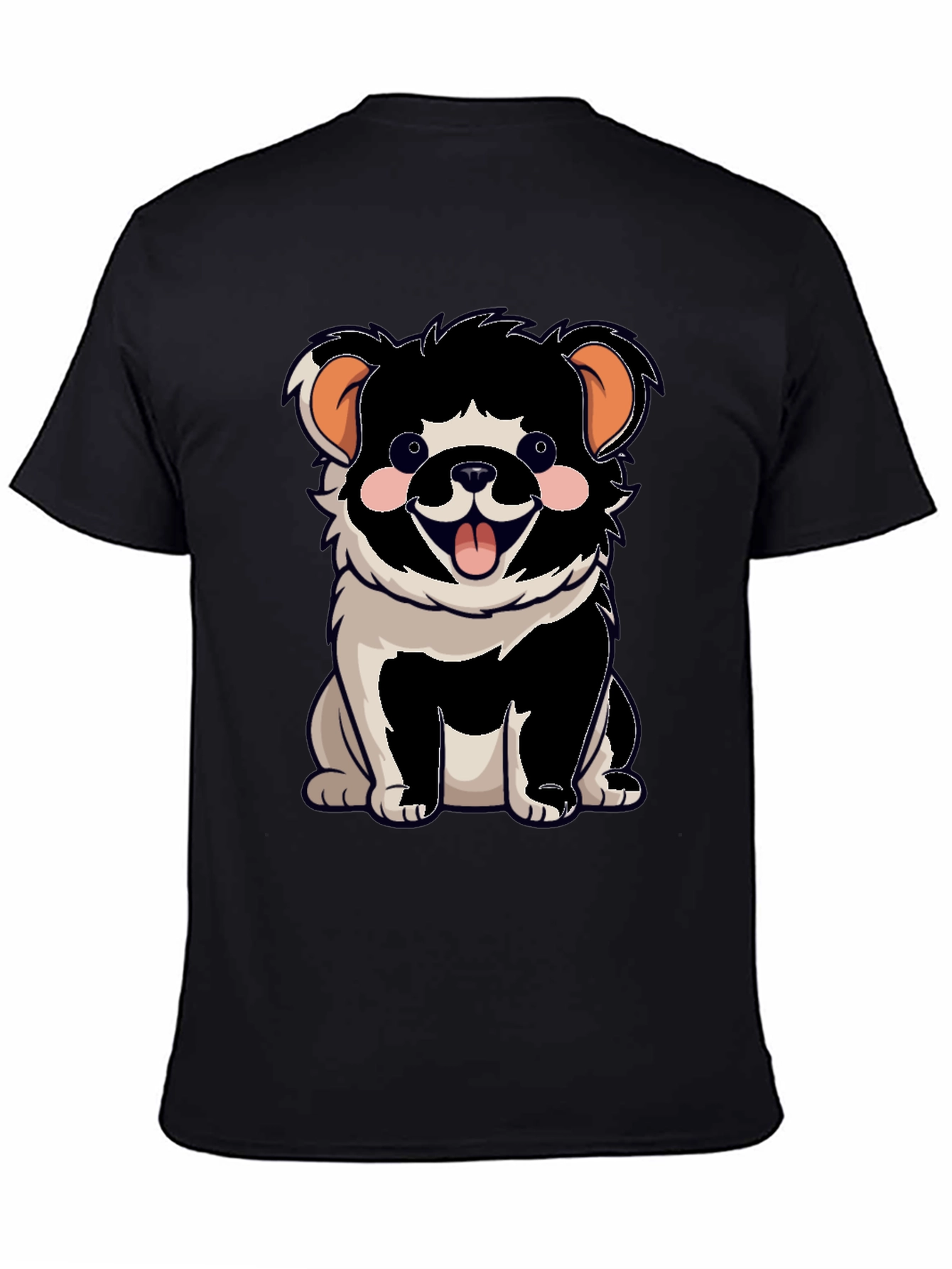 Cartoon Dog Graphic T-Shirt Black Unisex