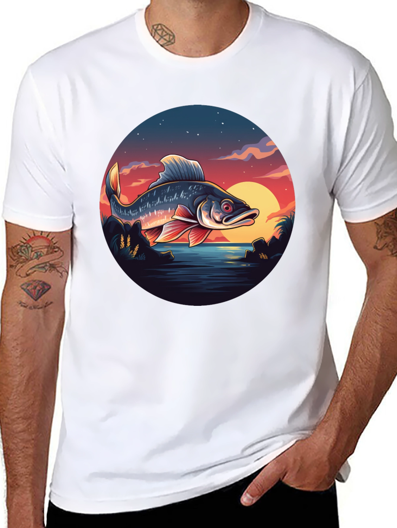 Fishing Sunset Graphic Tee