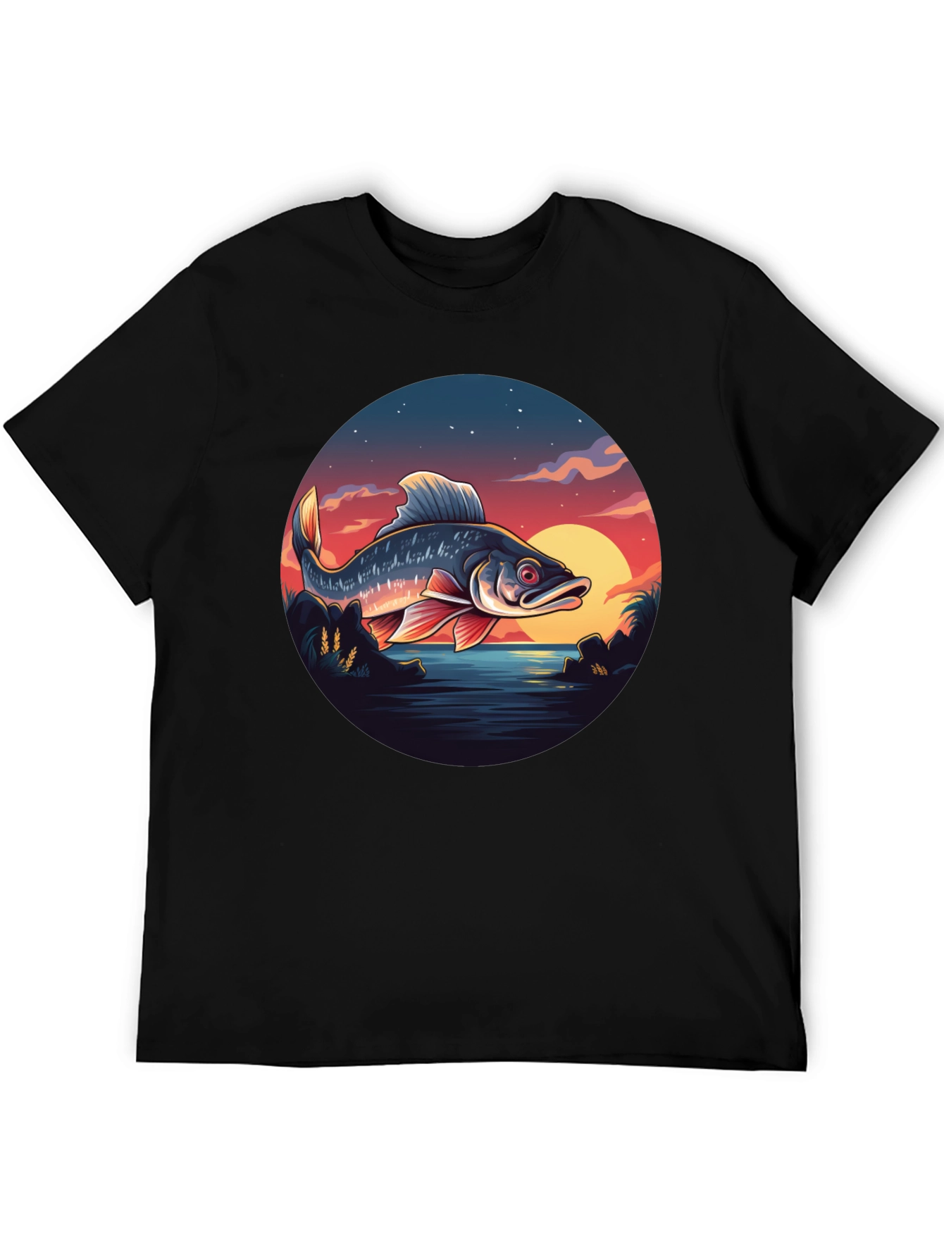 Fishing Sunset Graphic Tee