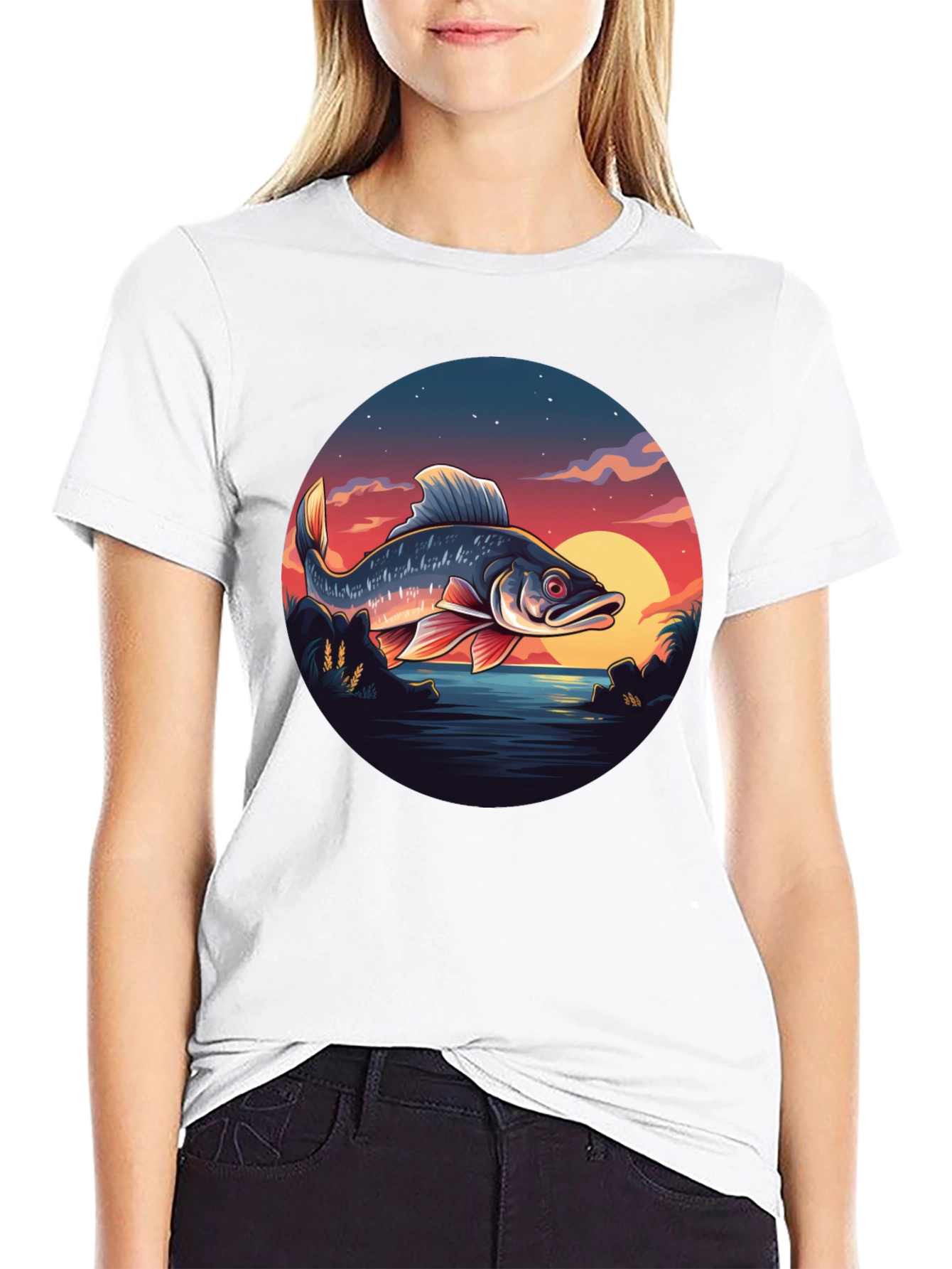 Fishing Sunset Graphic Tee