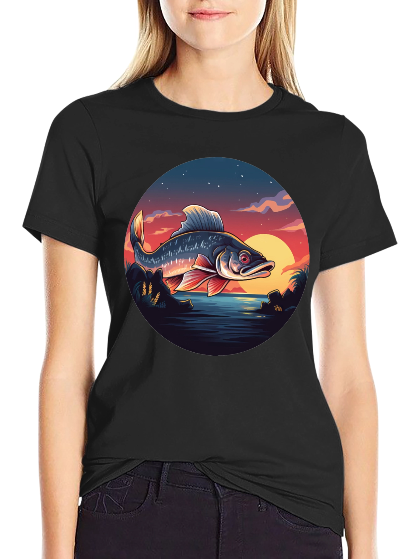 Fishing Sunset Graphic Tee