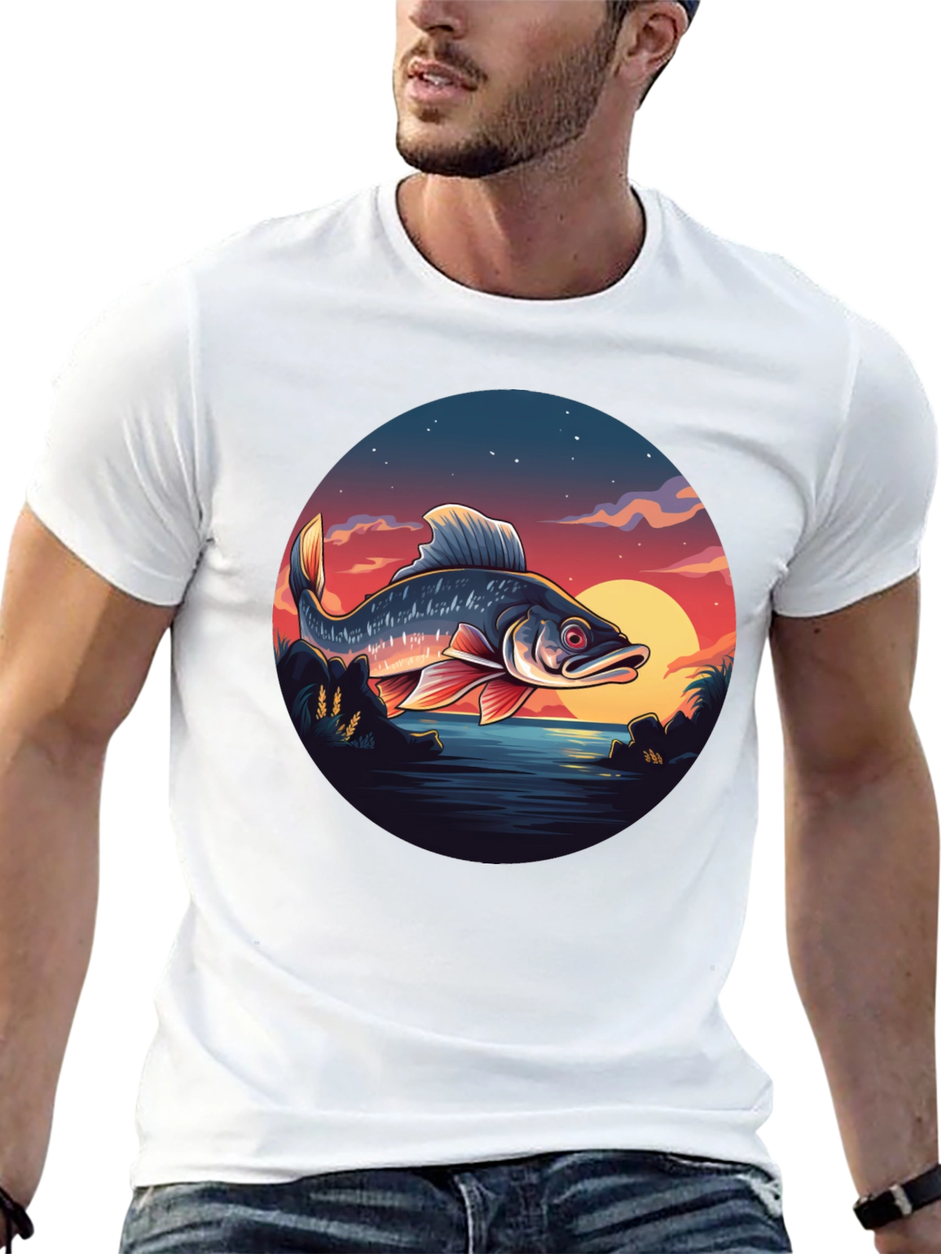 Fishing Sunset Graphic Tee