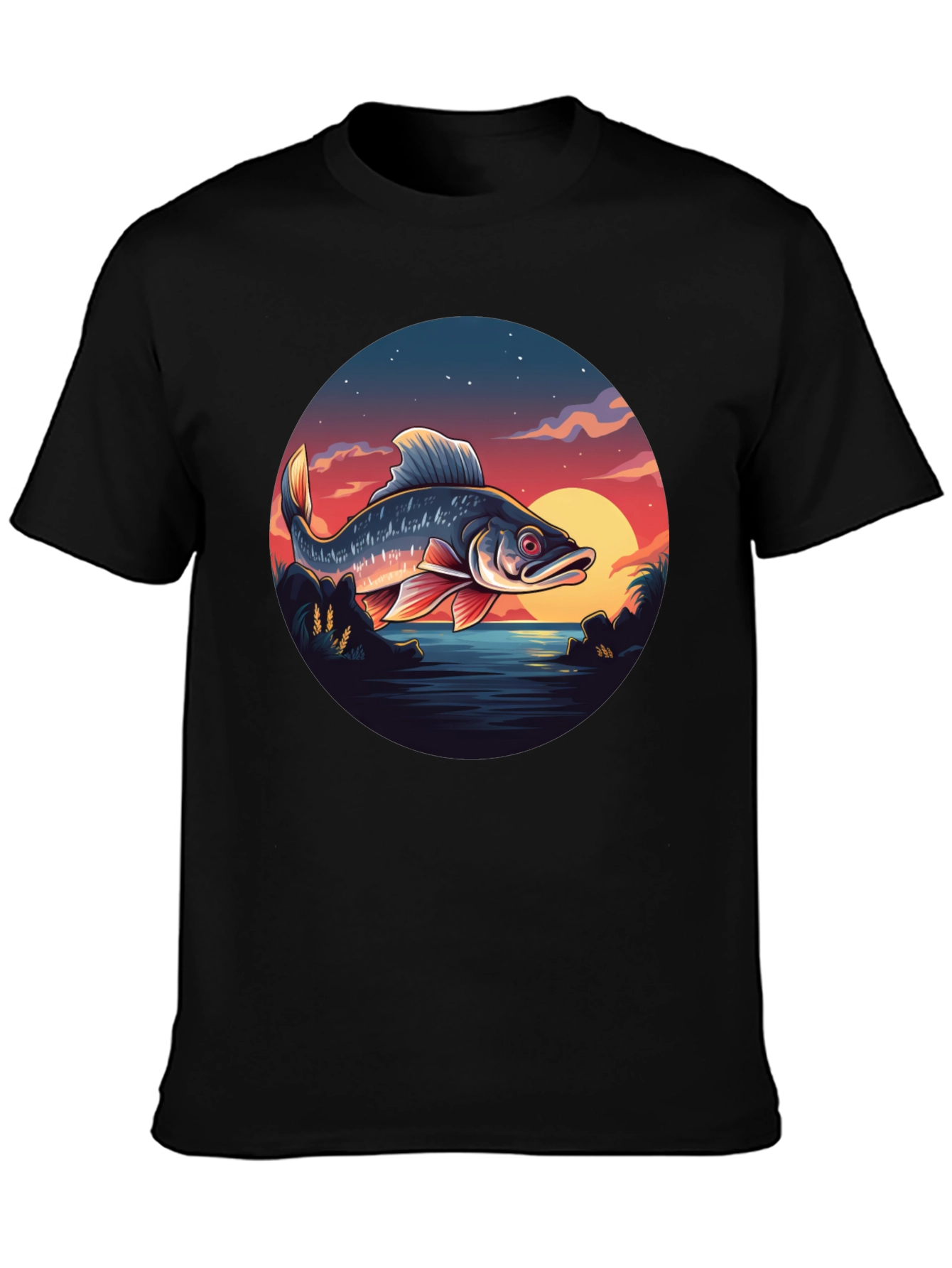 Fishing Sunset Graphic Tee