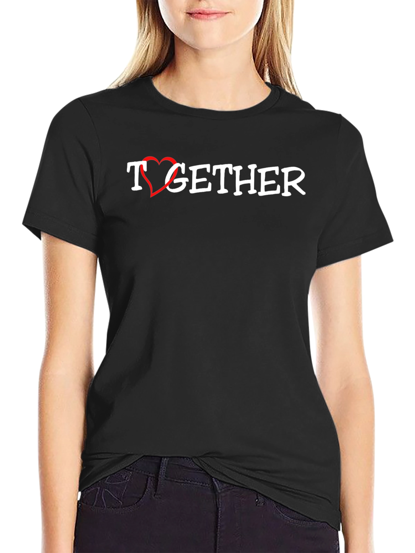 Together Heart Graphic Black T-Shirt