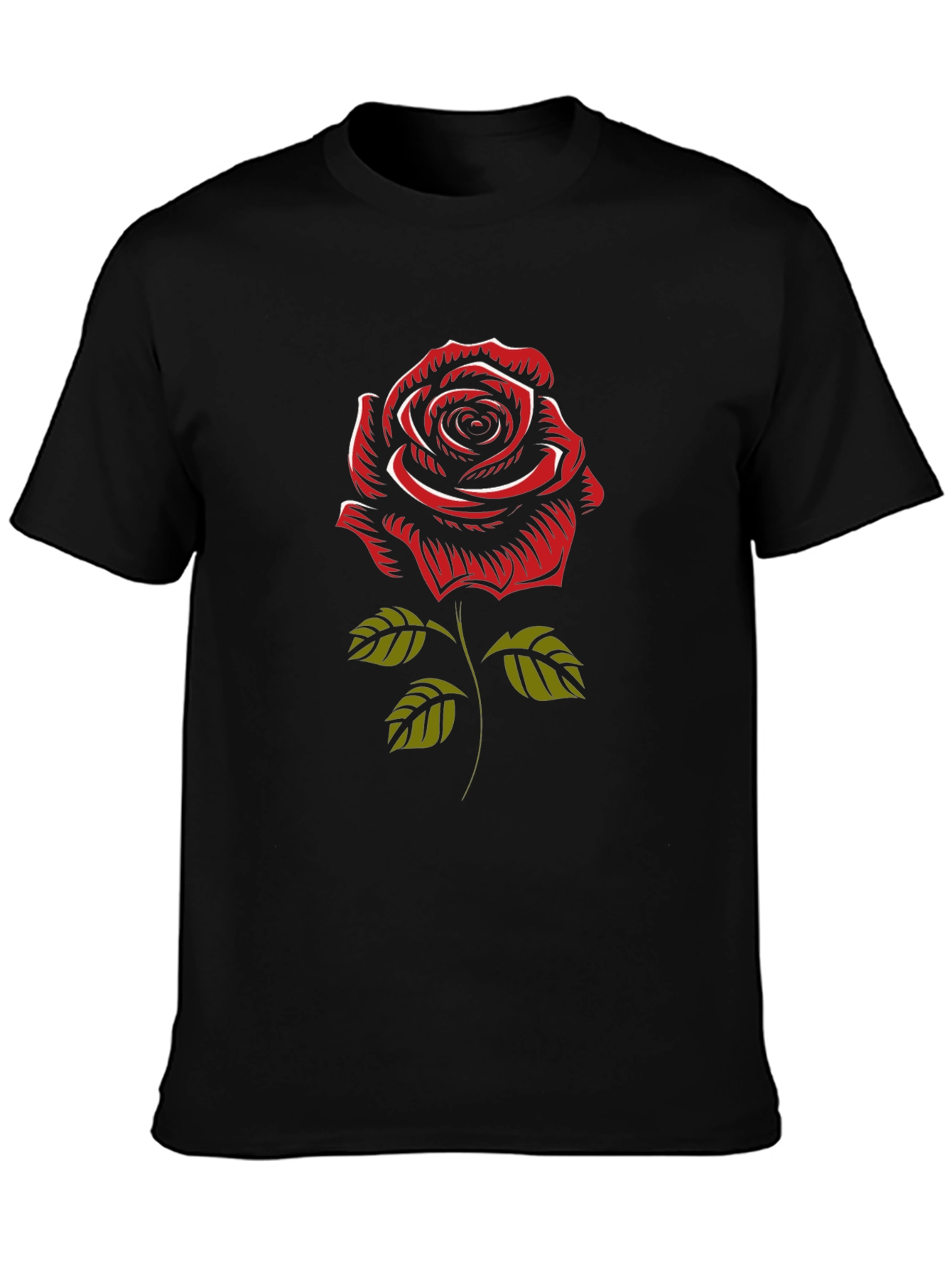 Rose Graphic Black T-Shirt - Stylish Mens Tee