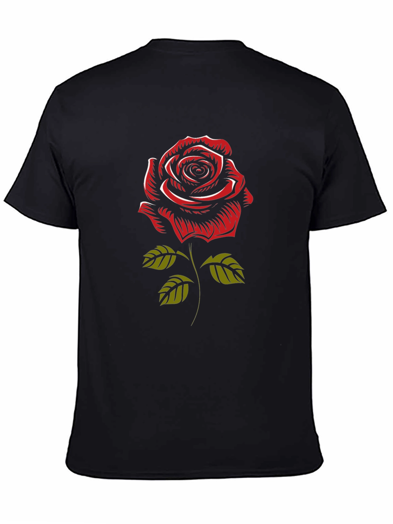 Rose Graphic Black T-Shirt - Stylish Mens Tee