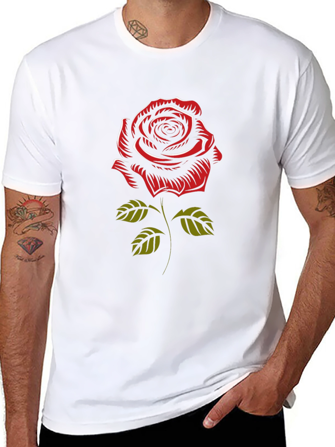 Rose Graphic Black T-Shirt - Stylish Mens Tee