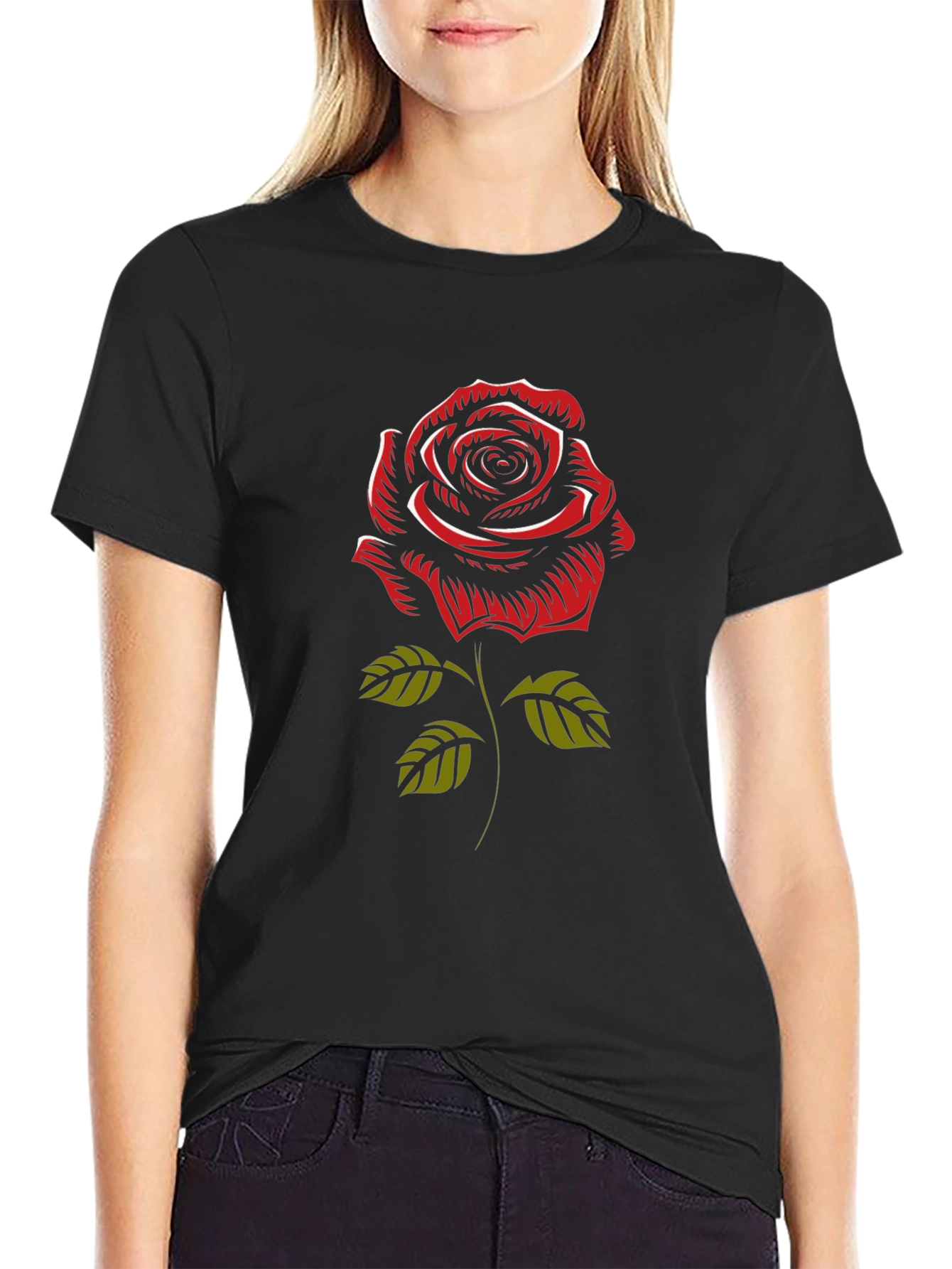 Rose Graphic Black T-Shirt - Stylish Mens Tee