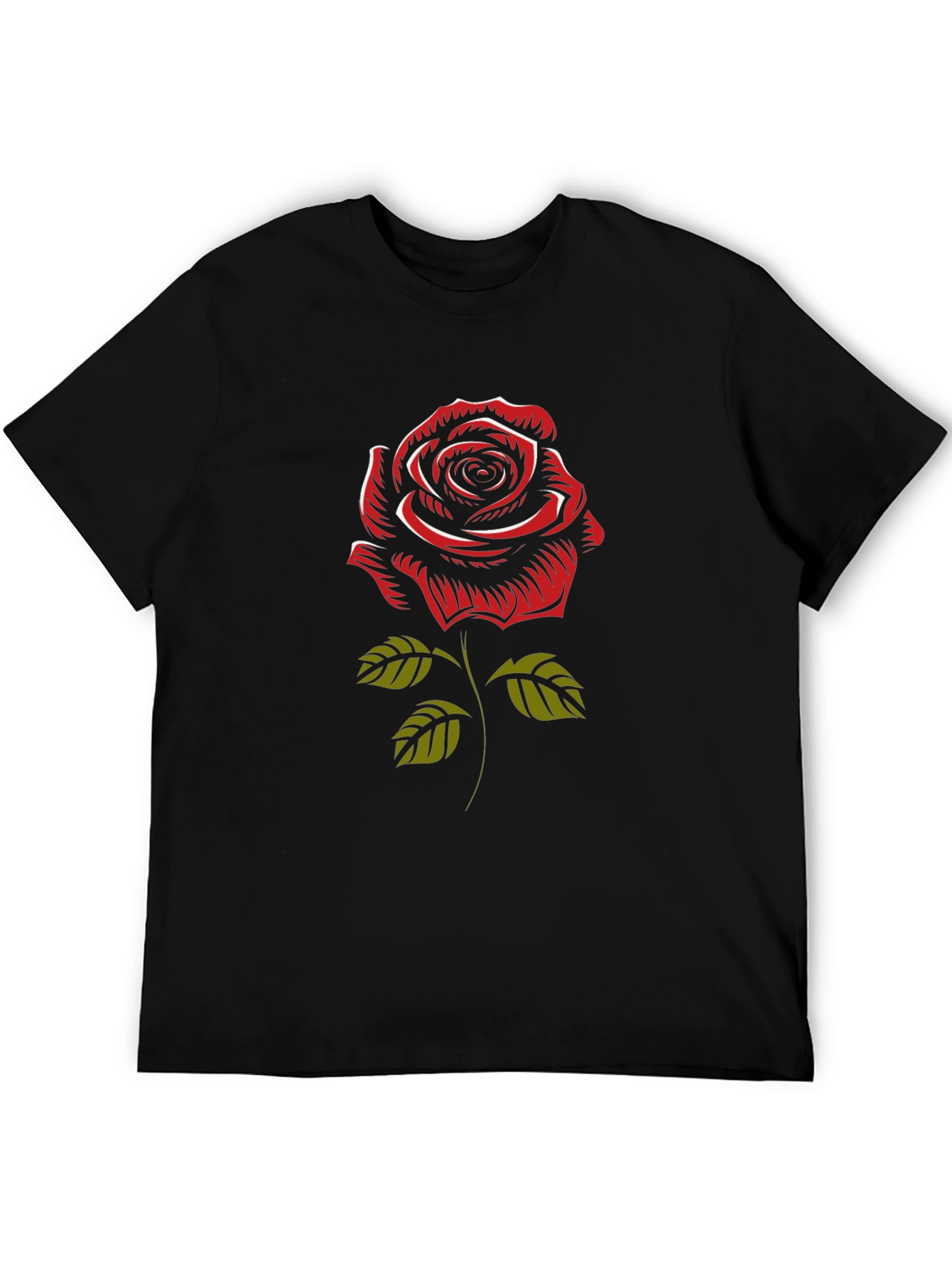 Rose Graphic Black T-Shirt - Stylish Mens Tee
