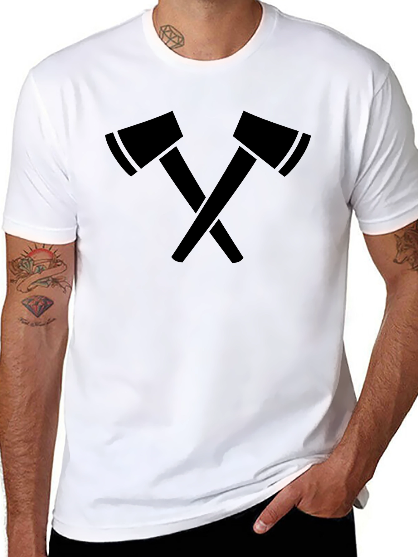 Crossed Axes Graphic T-Shirt - Black