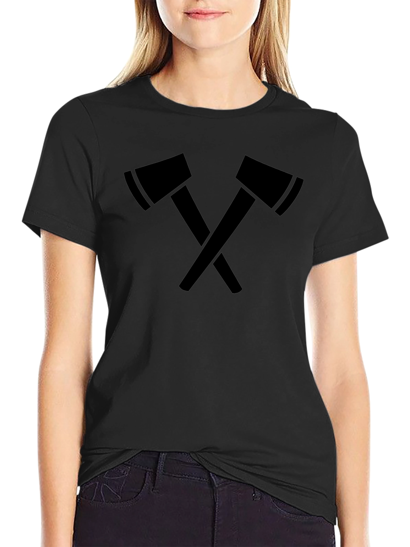 Crossed Axes Graphic T-Shirt - Black