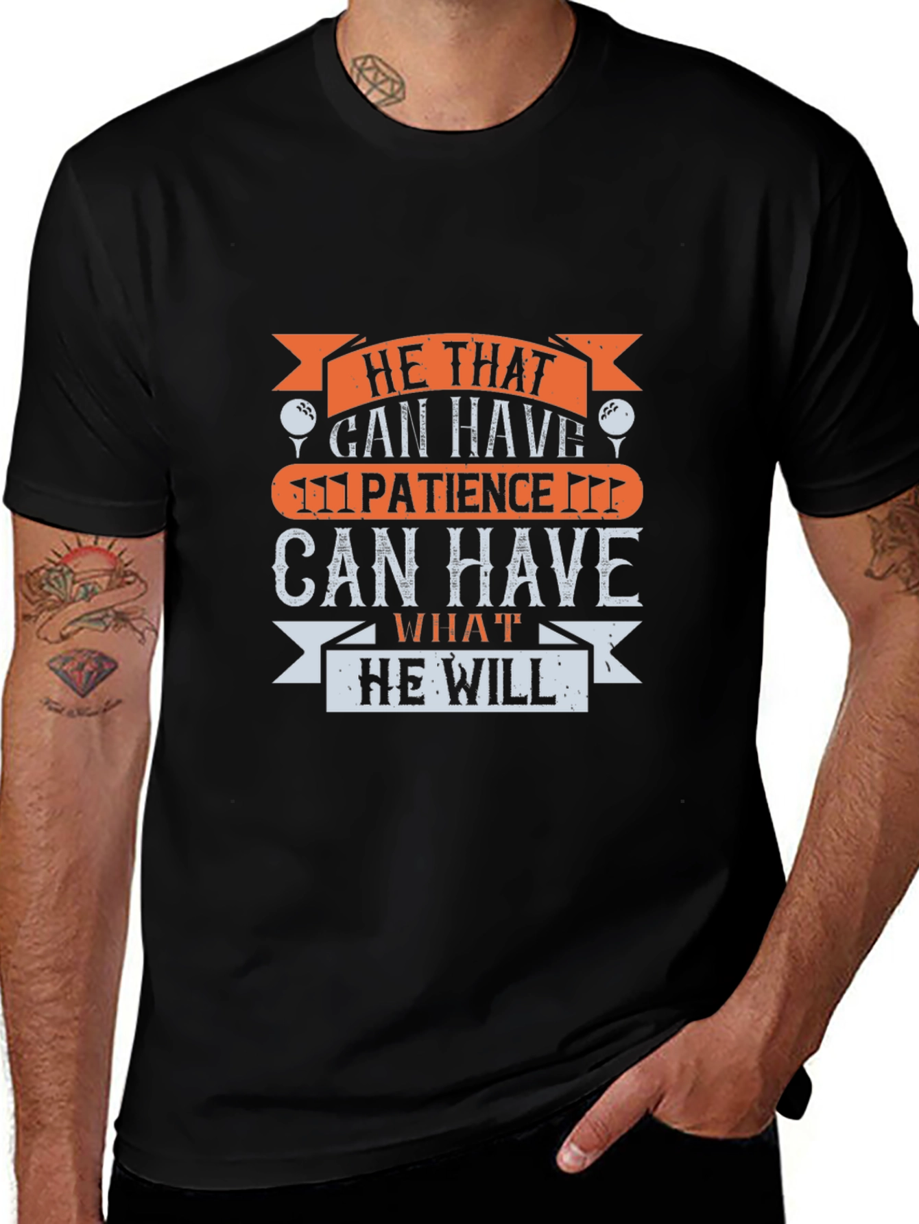 Golf Patience Graphic Tee - Black Cotton T-Shirt
