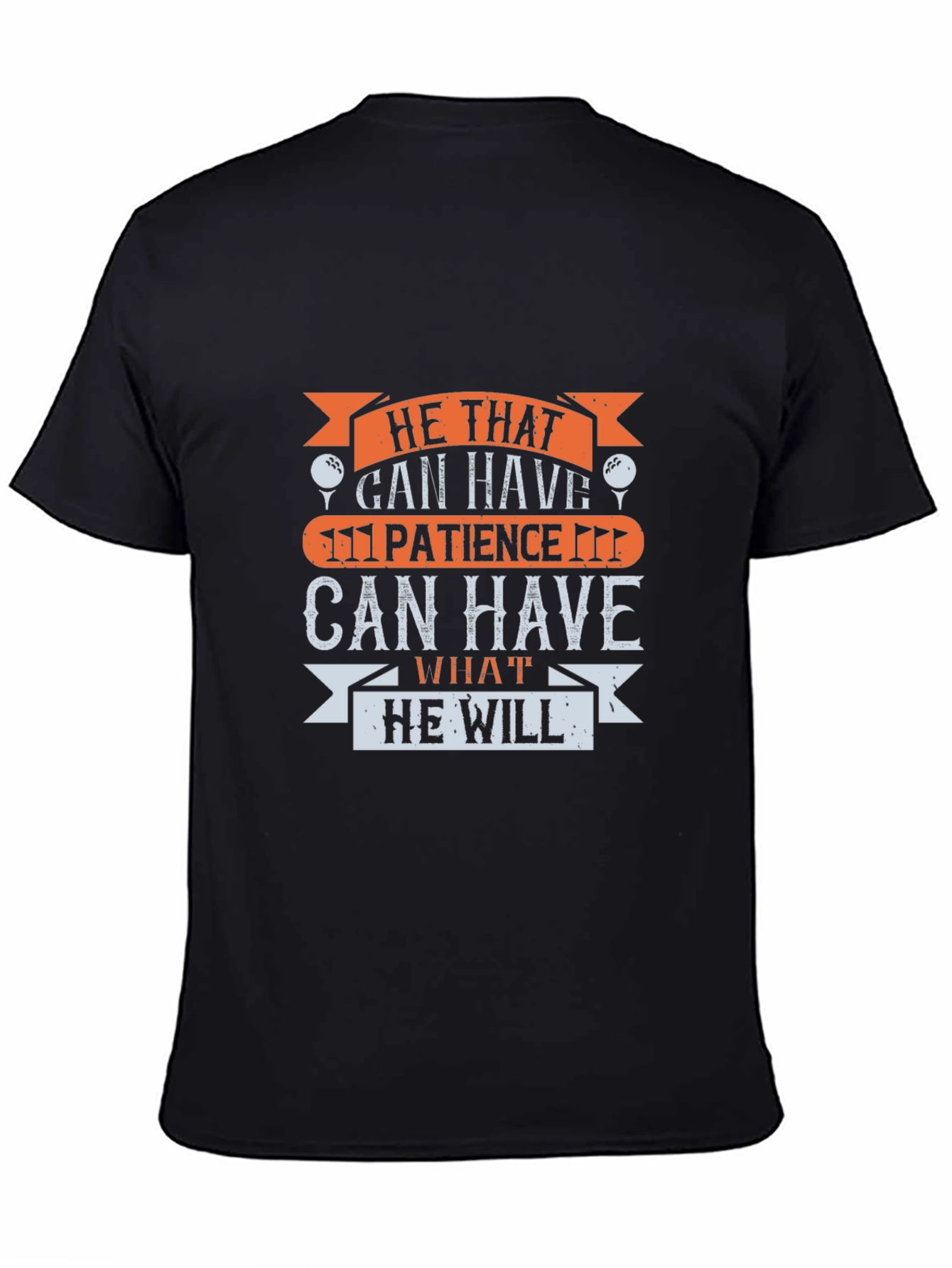 Golf Patience Graphic Tee - Black Cotton T-Shirt