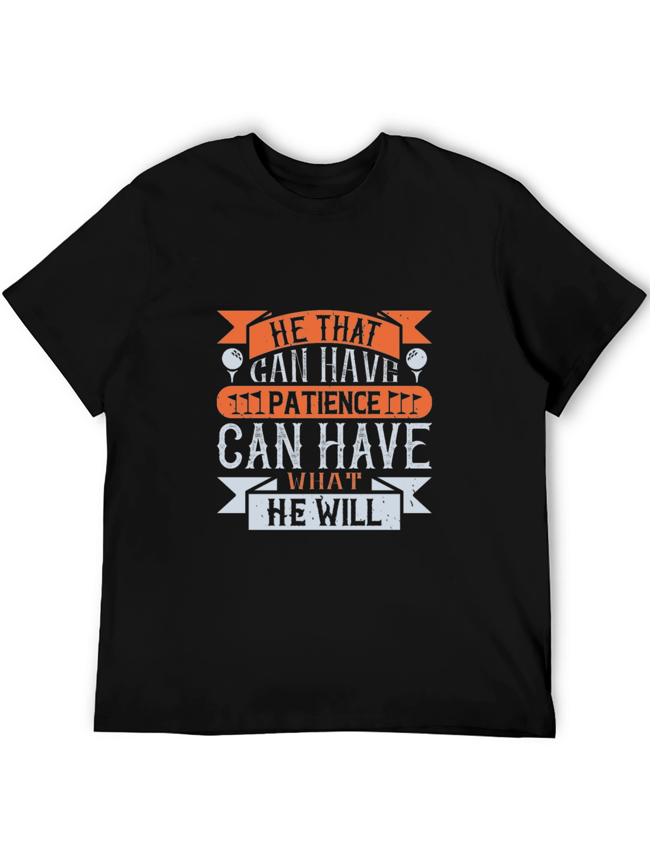 Golf Patience Graphic Tee - Black Cotton T-Shirt