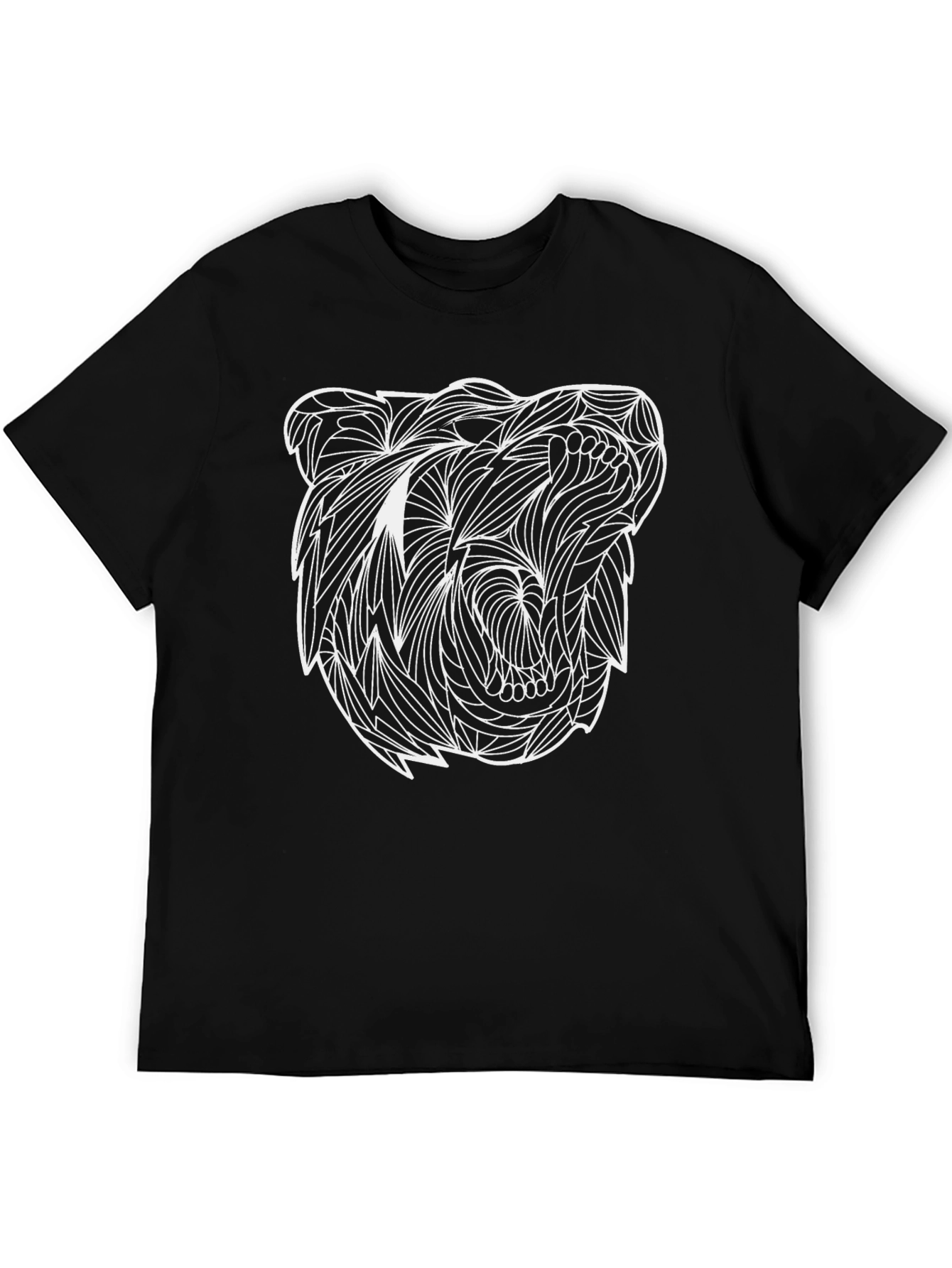 Abstract Bear Graphic Black T-Shirt - Mens Casual Wear
