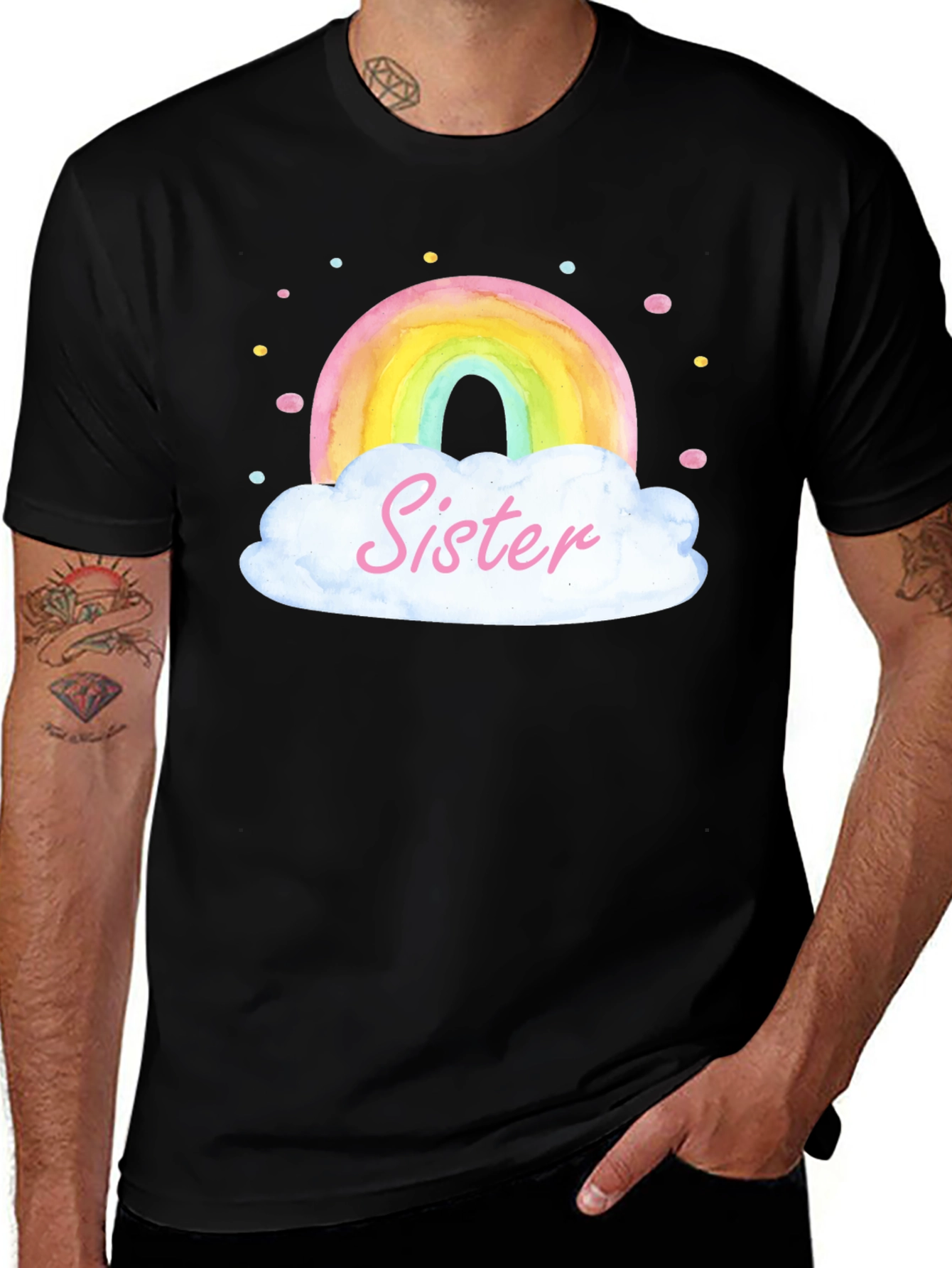 Sister Rainbow Cloud Graphic Tee