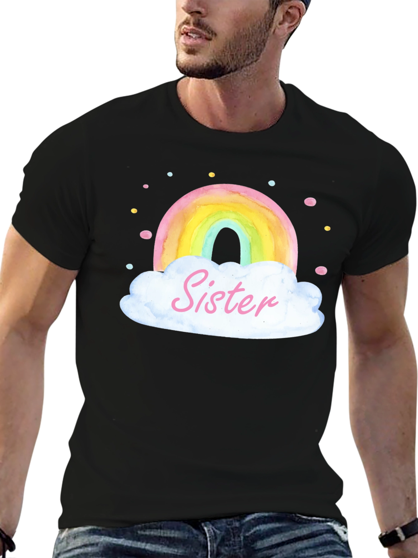 Sister Rainbow Cloud Graphic Tee