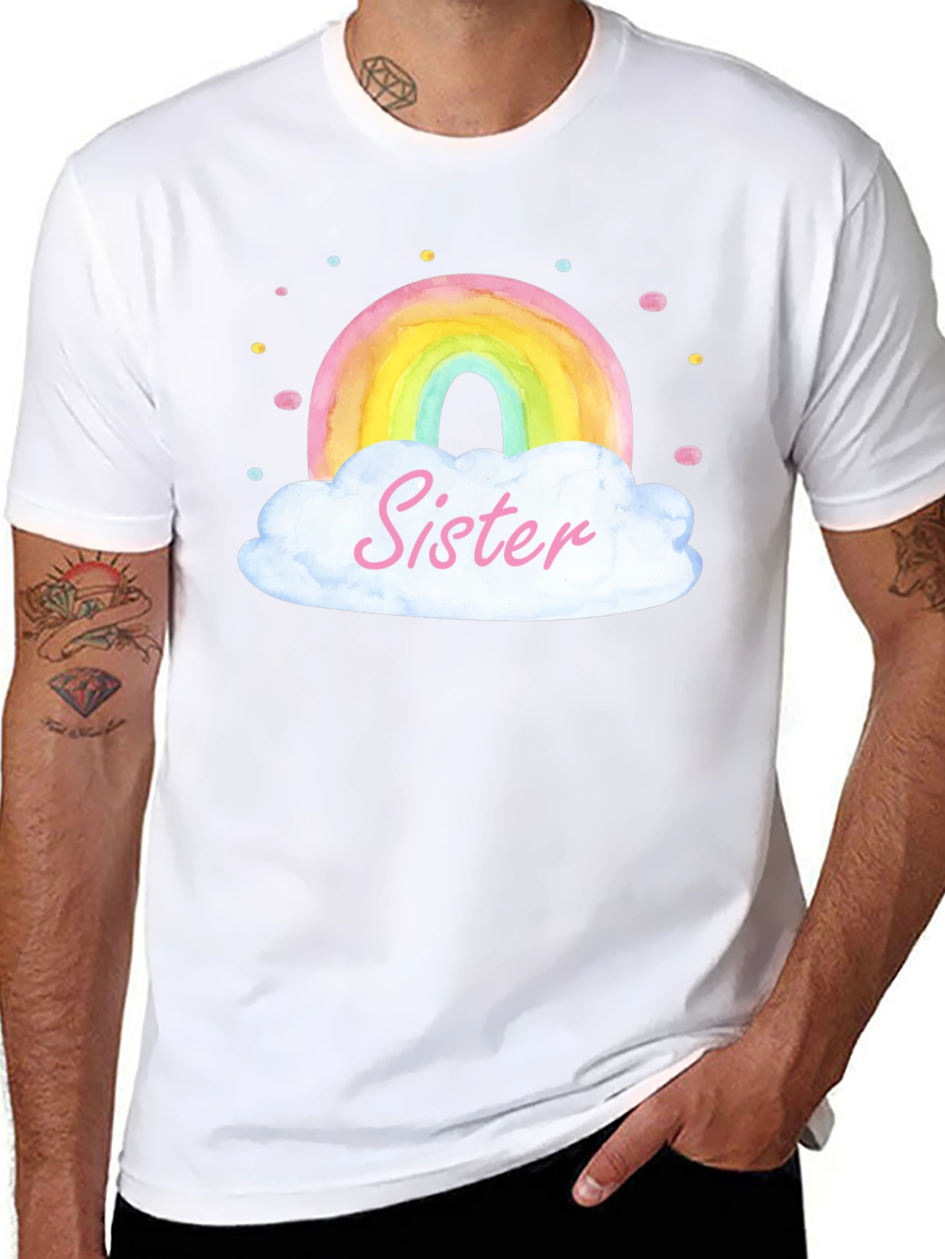 Sister Rainbow Cloud Graphic Tee