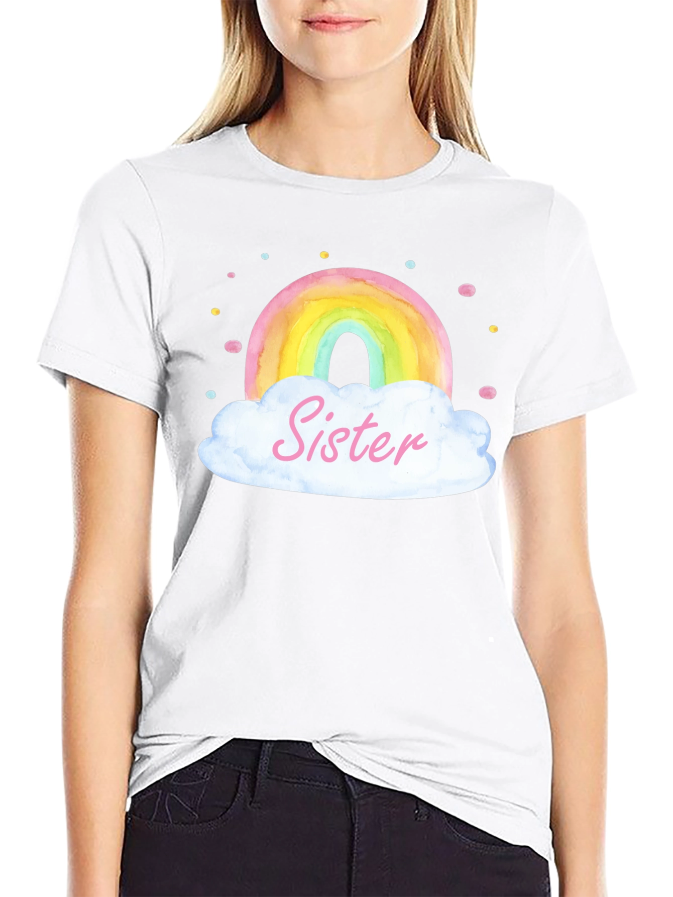Sister Rainbow Cloud Graphic Tee