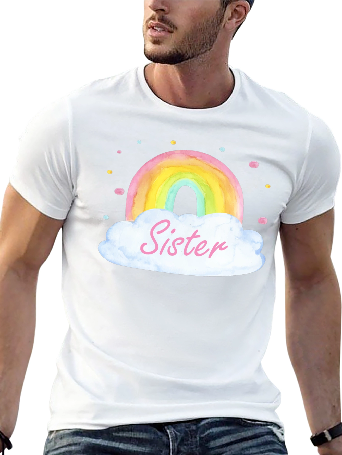 Sister Rainbow Cloud Graphic Tee