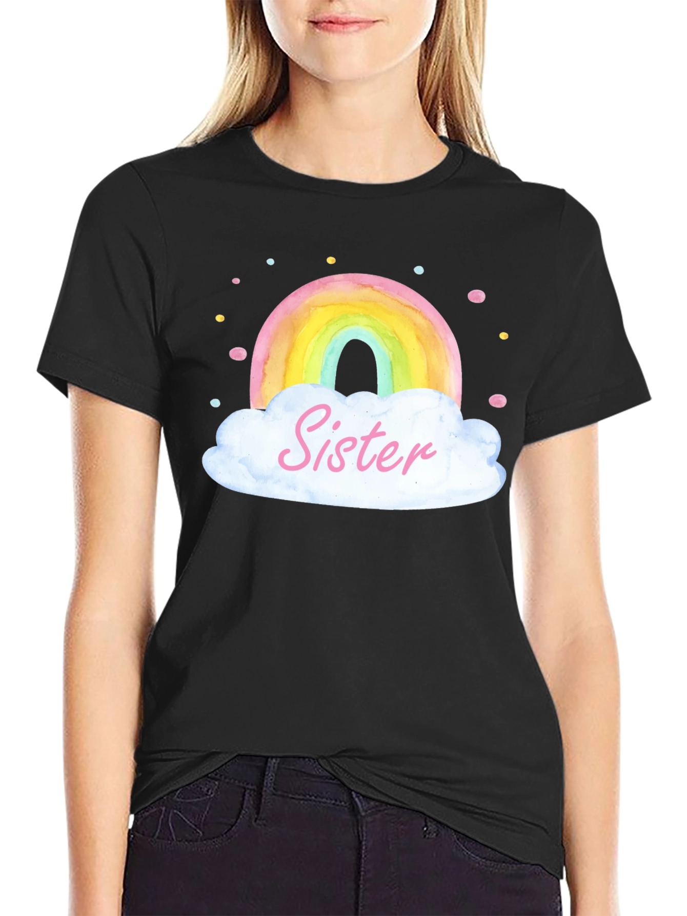 Sister Rainbow Cloud Graphic Tee