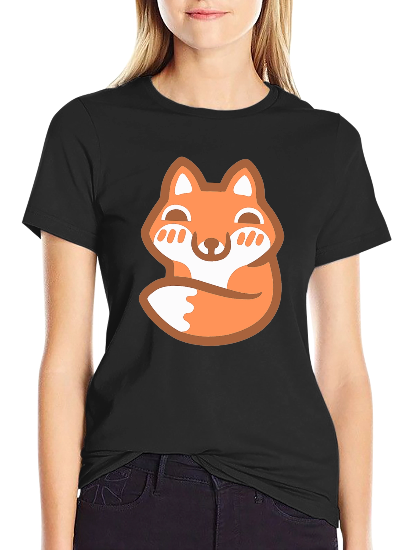 Cute Fox Graphic Tee - Mens Black T-Shirt