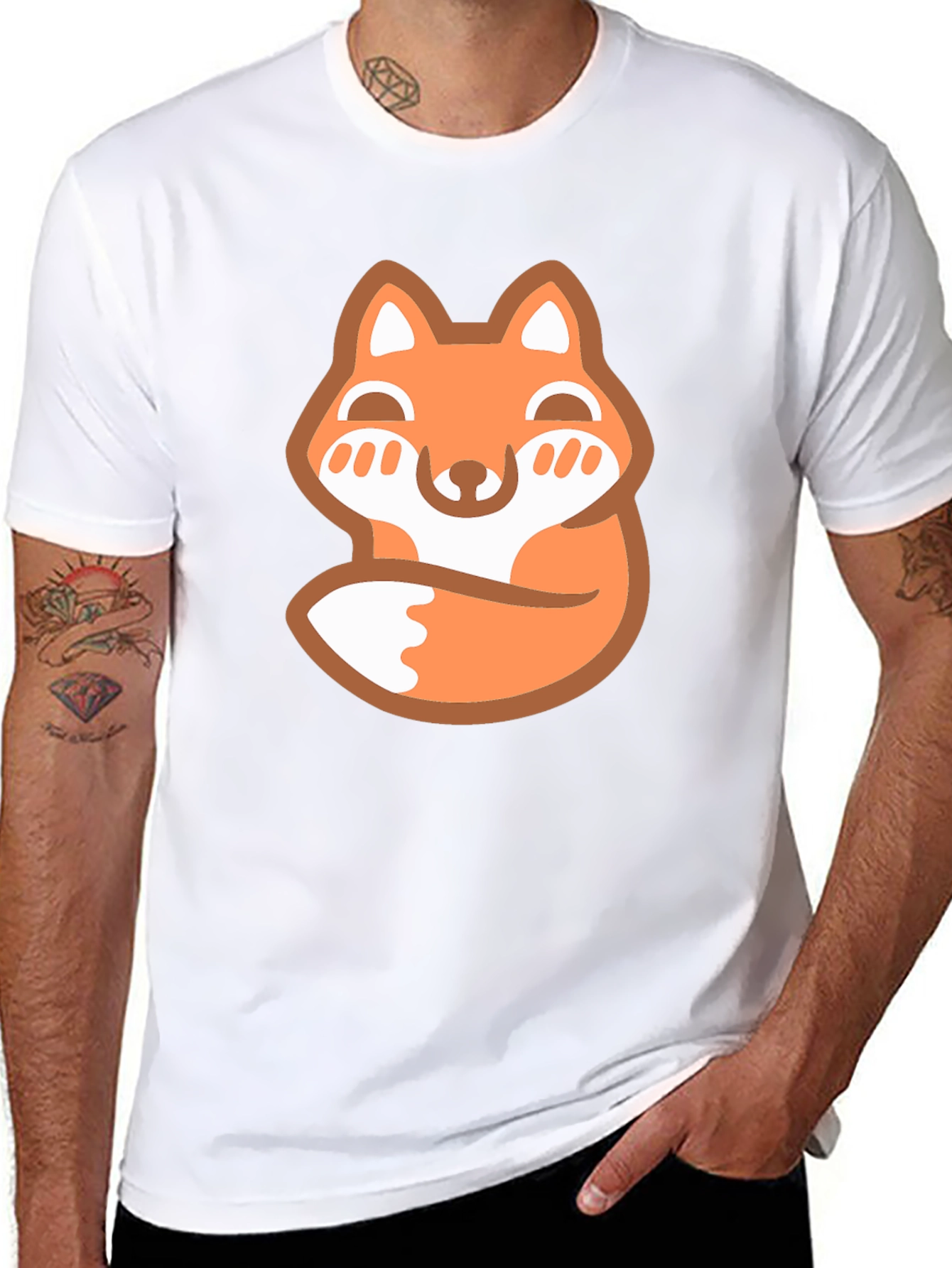 Cute Fox Graphic Tee - Mens Black T-Shirt