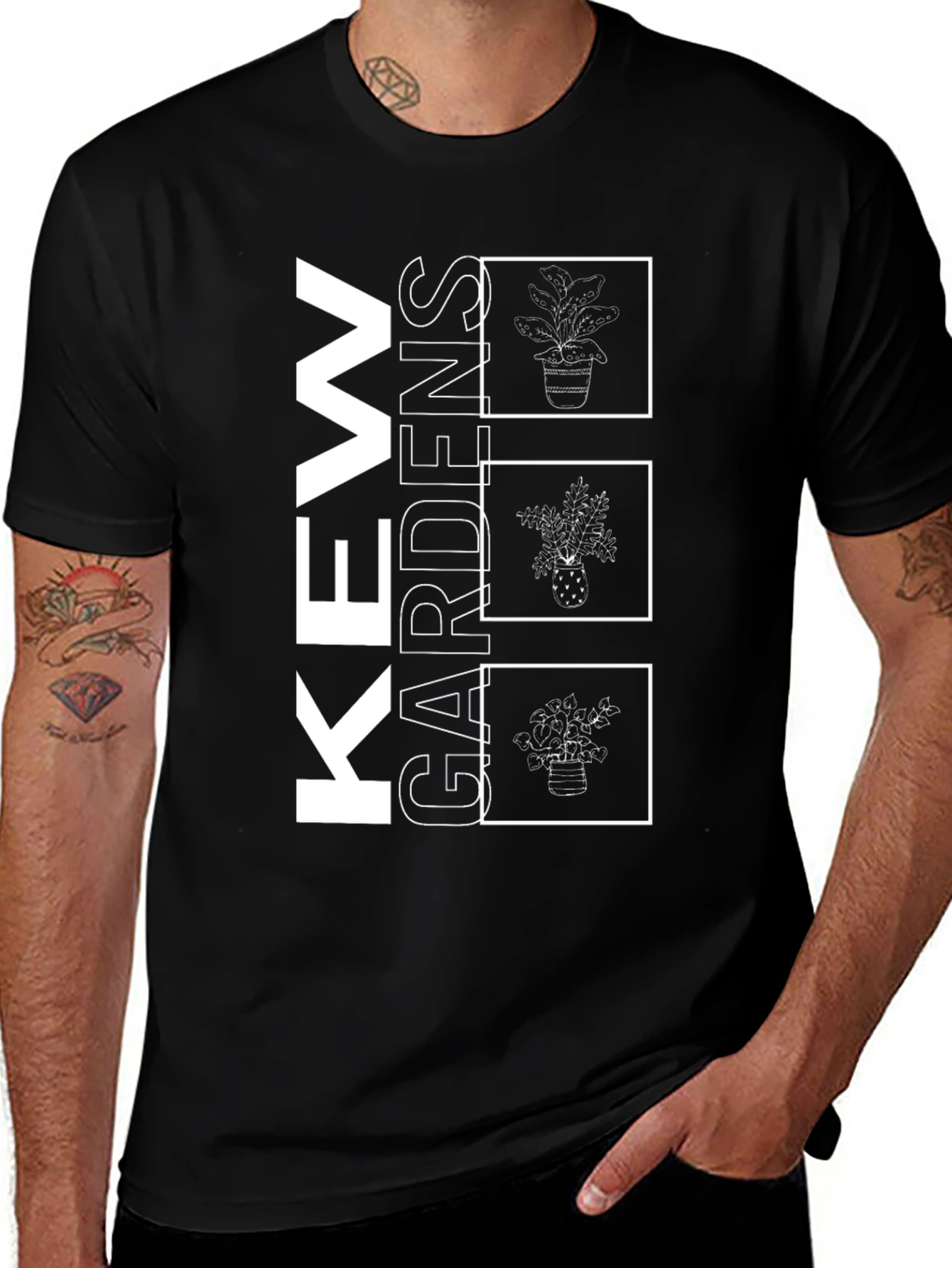 Kew Gardens Plant Graphic Black T-Shirt