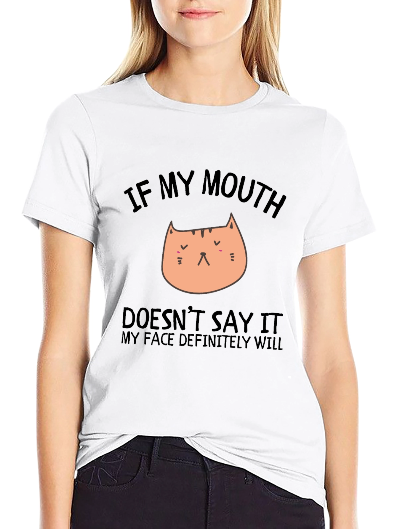 Funny Cat Graphic Black T-Shirt