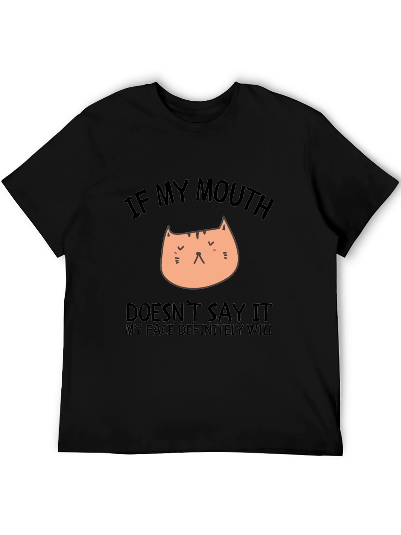 Funny Cat Graphic Black T-Shirt