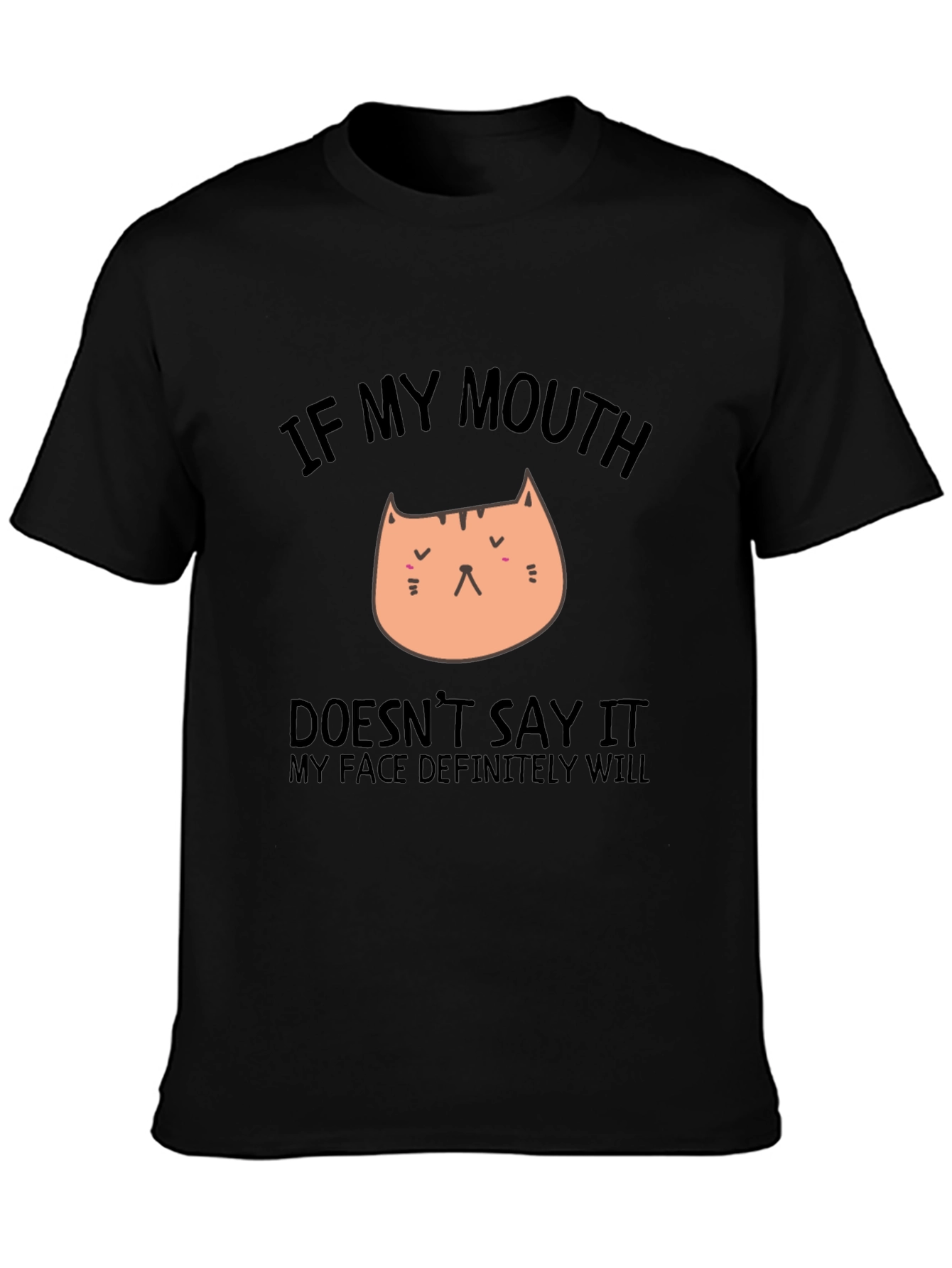 Funny Cat Graphic Black T-Shirt